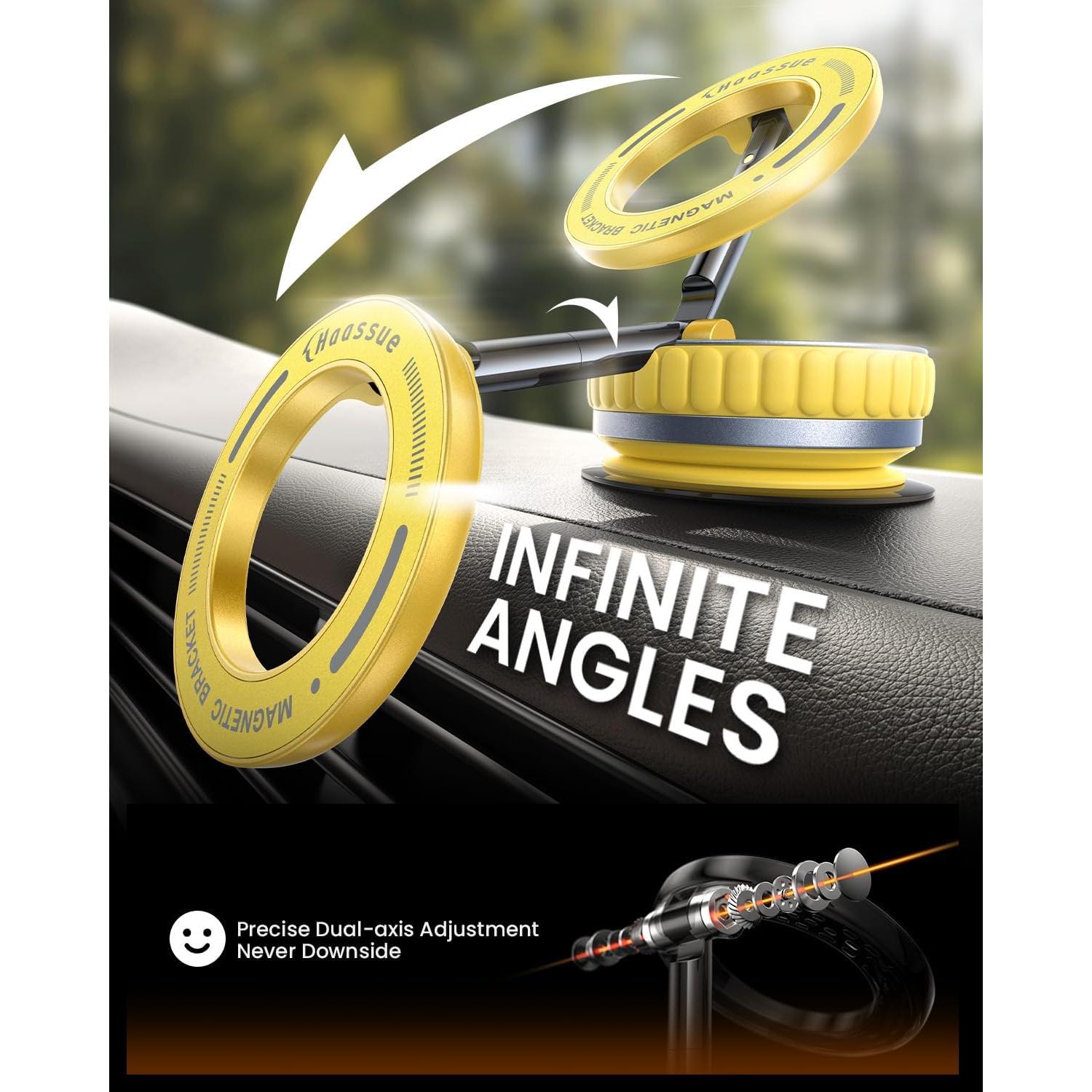 Soporte Magnético para Teléfono Haassue 360° Amarillo