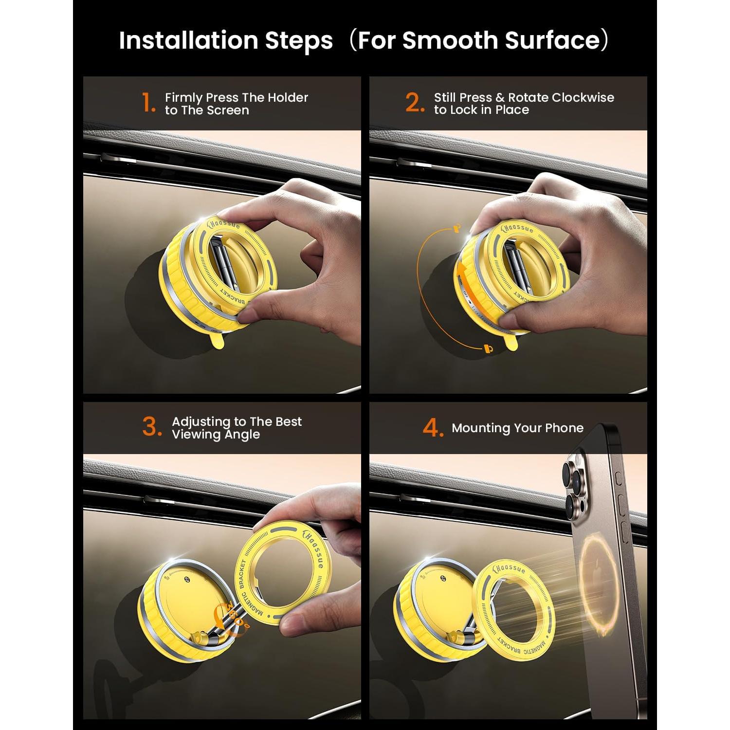 Soporte Magnético para Teléfono Haassue 360° Amarillo