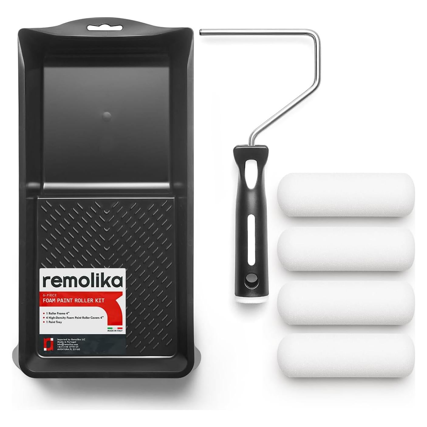 Kit de Rodillos de Pintura de Espuma Remolika 6 Piezas 4"