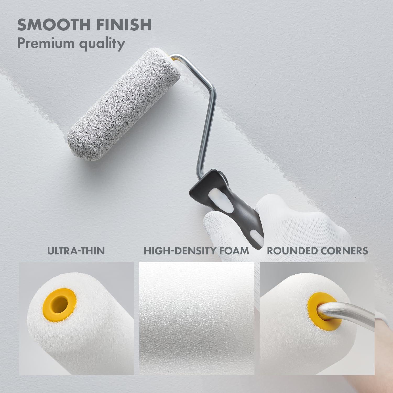 Kit de Rodillos de Pintura de Espuma Remolika 6 Piezas 4"