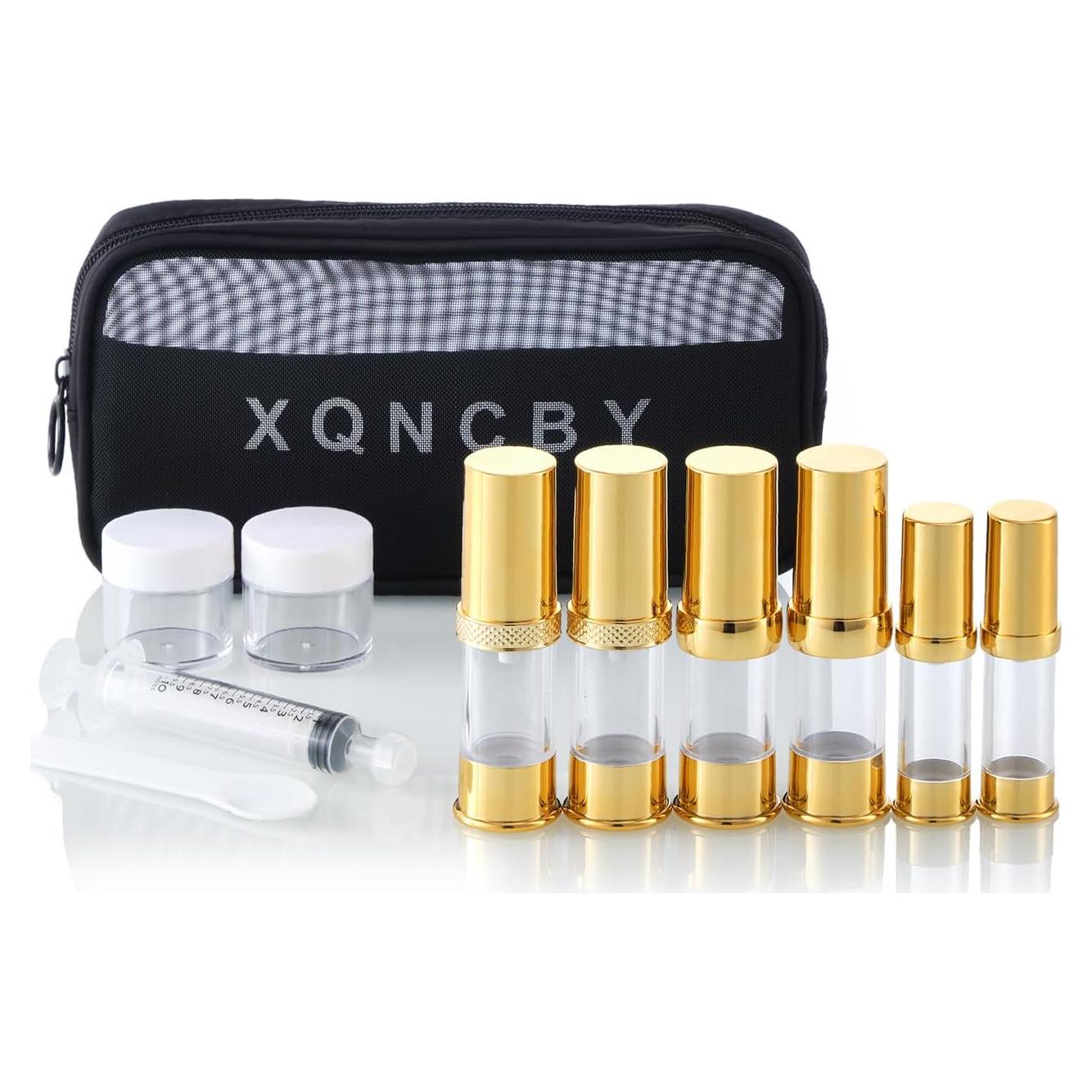 Botella de Bomba Sin Aire XQNCBY 5ml 10ml Dorada - 12 Paquetes