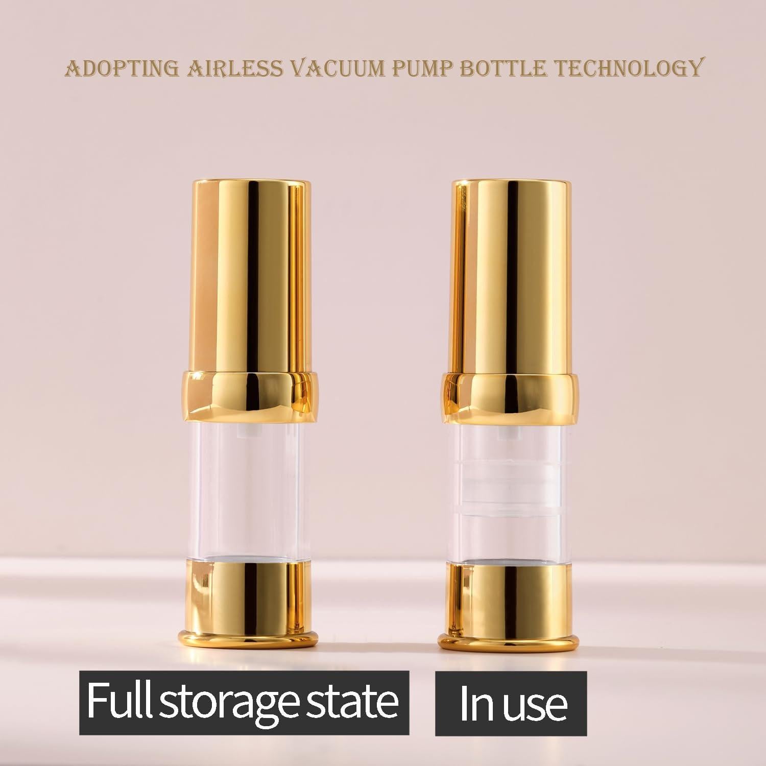 Botella de Bomba Sin Aire XQNCBY 5ml 10ml Dorada - 12 Paquetes