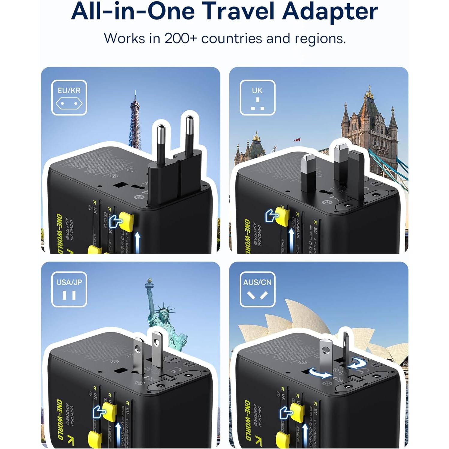 Adaptador de Viaje Universal Baseus Enercore CG11 70W 6-en-1