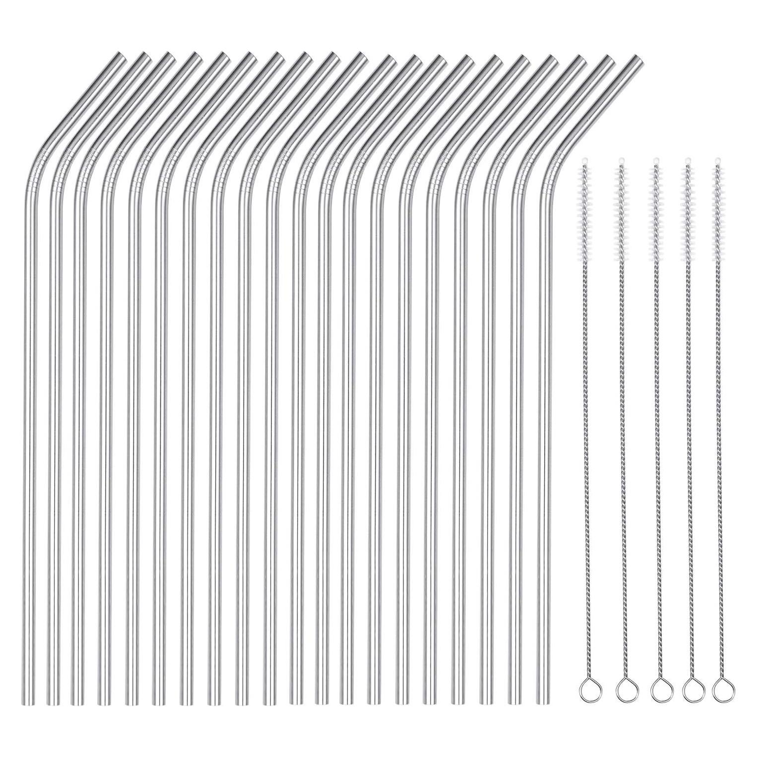 Juego de 25 Popotes de Acero Inoxidable OKGD 21.6 cm Reutilizables