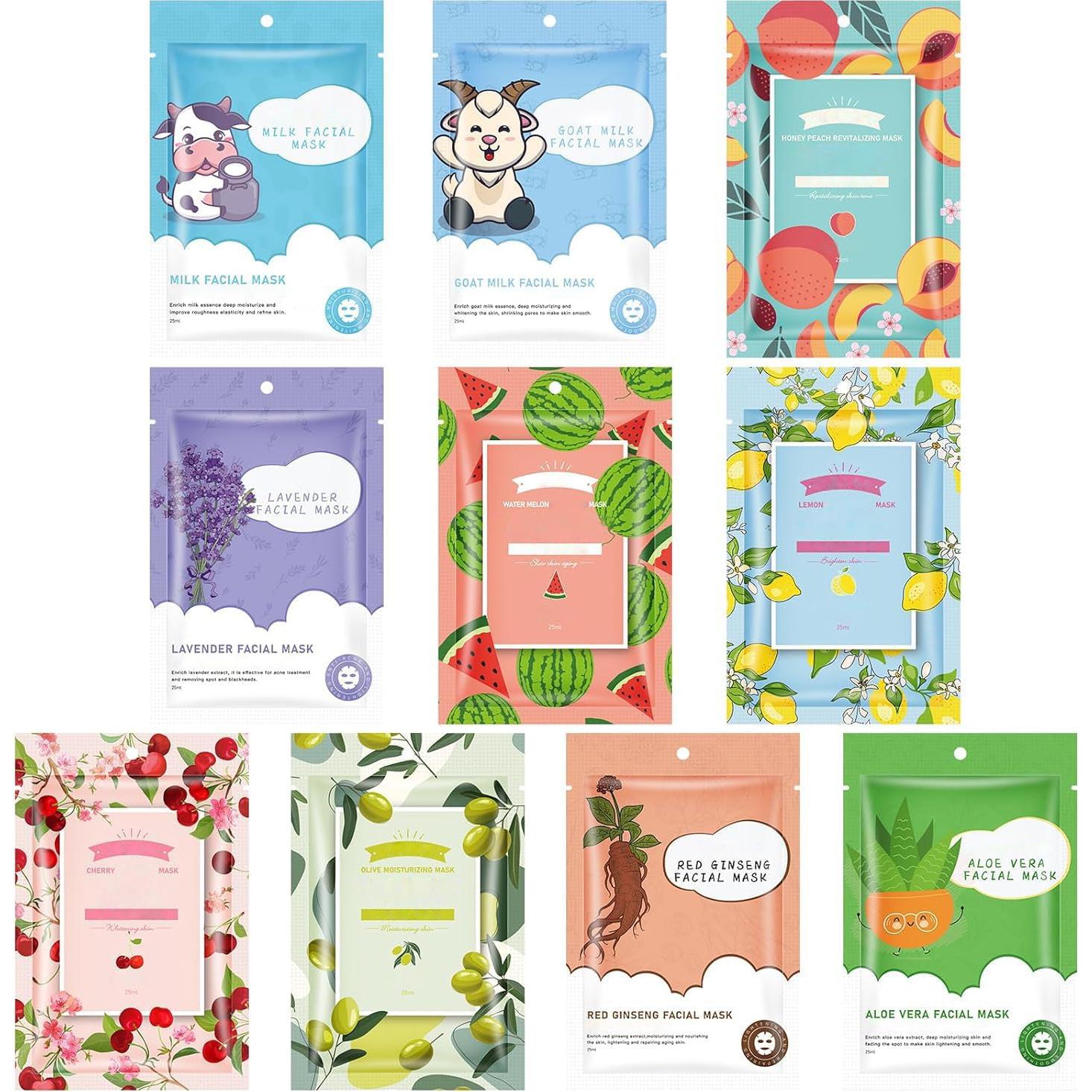 10 Mascarillas Faciales Hidratantes GUOYAOLIFU para Piel Sensible