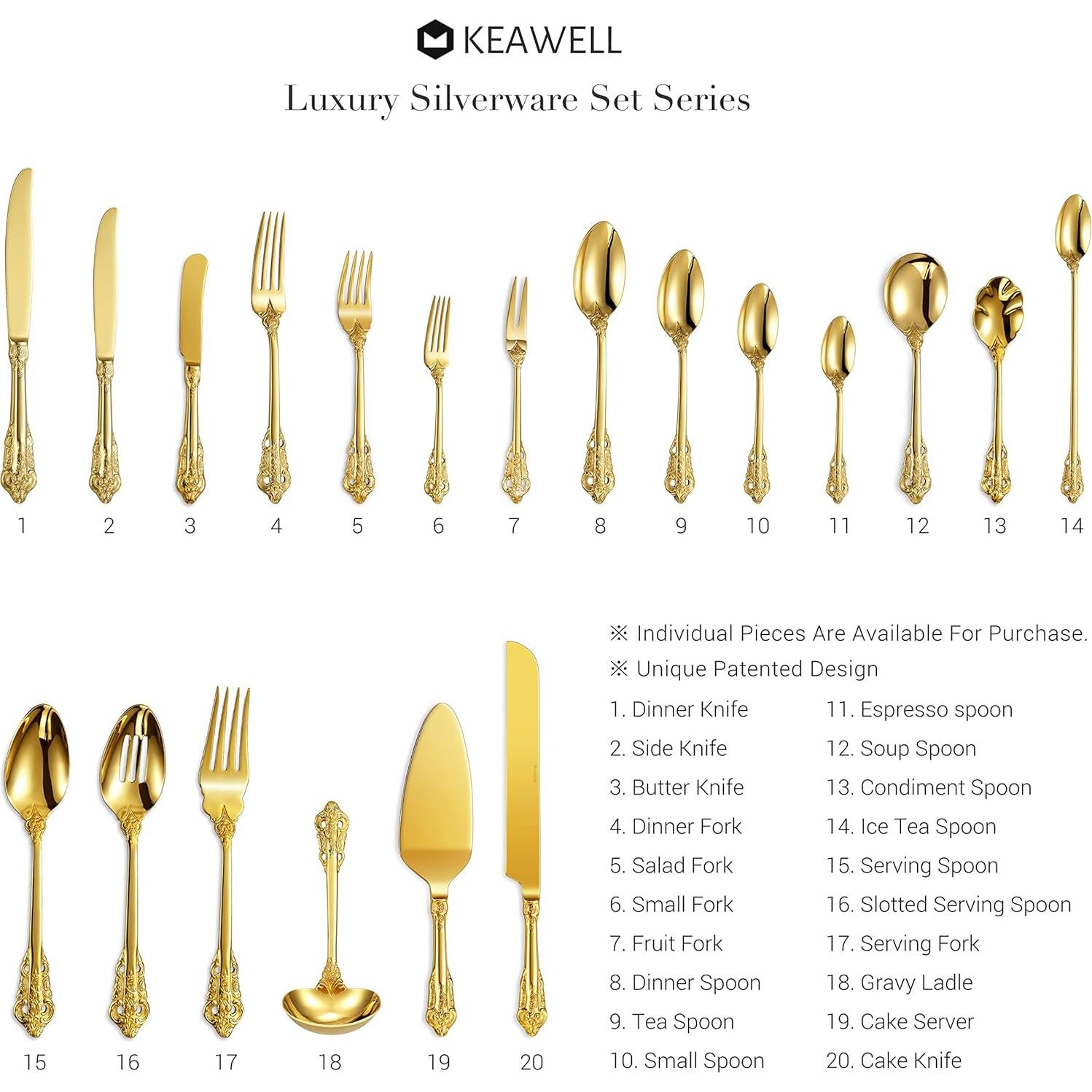 Set de 4 Espátulas de Mantequilla KEAWELL Acero Inoxidable Dorado