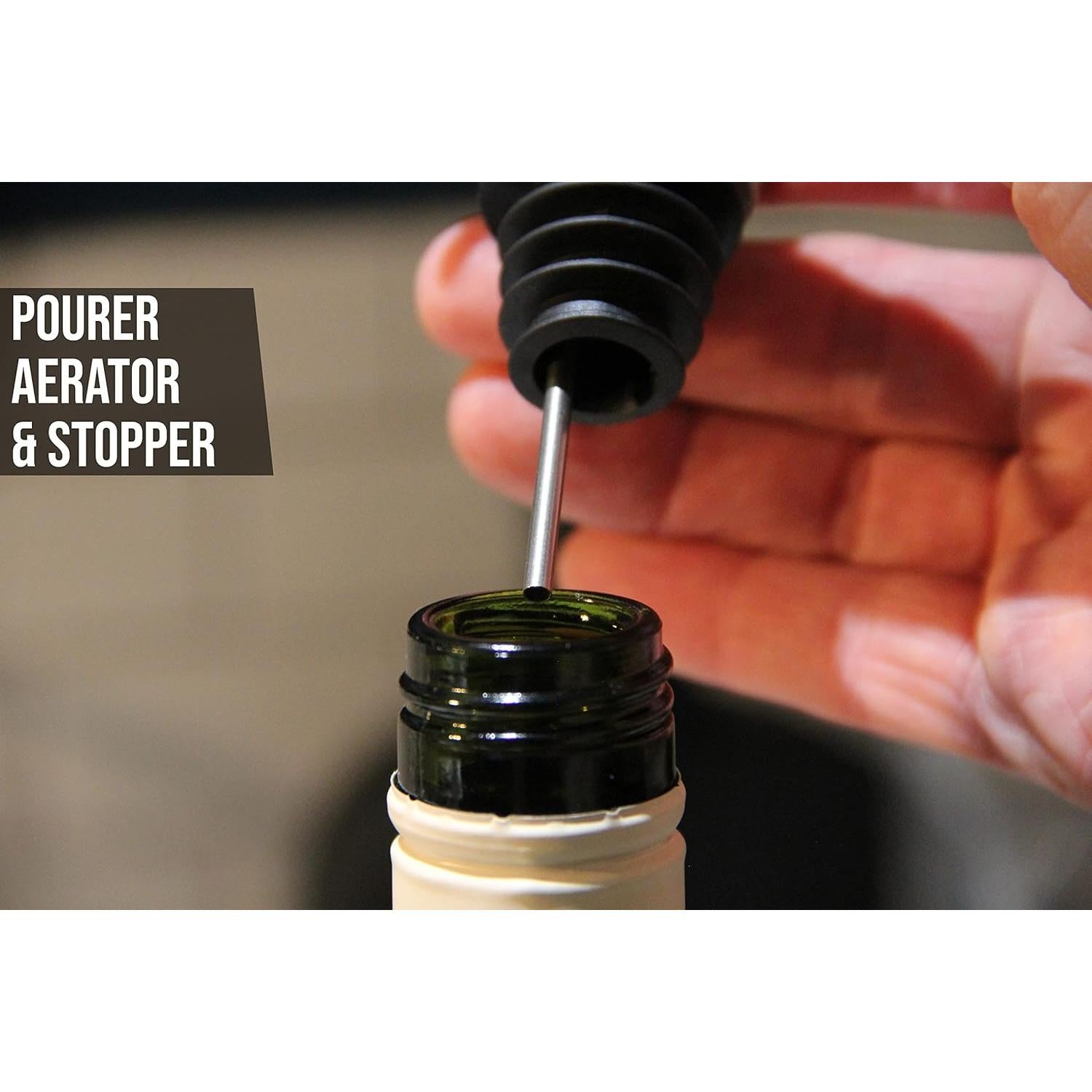 Vertedor de Vino Elefante Hora Feliz - Aerador y Tapón Peltre