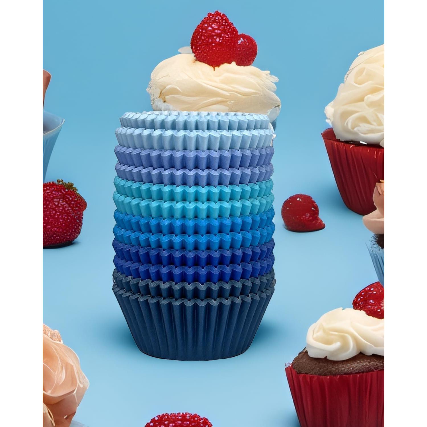 Forros para Cupcakes QIQEE - 300 Cuentas Azul Grado Alimenticio