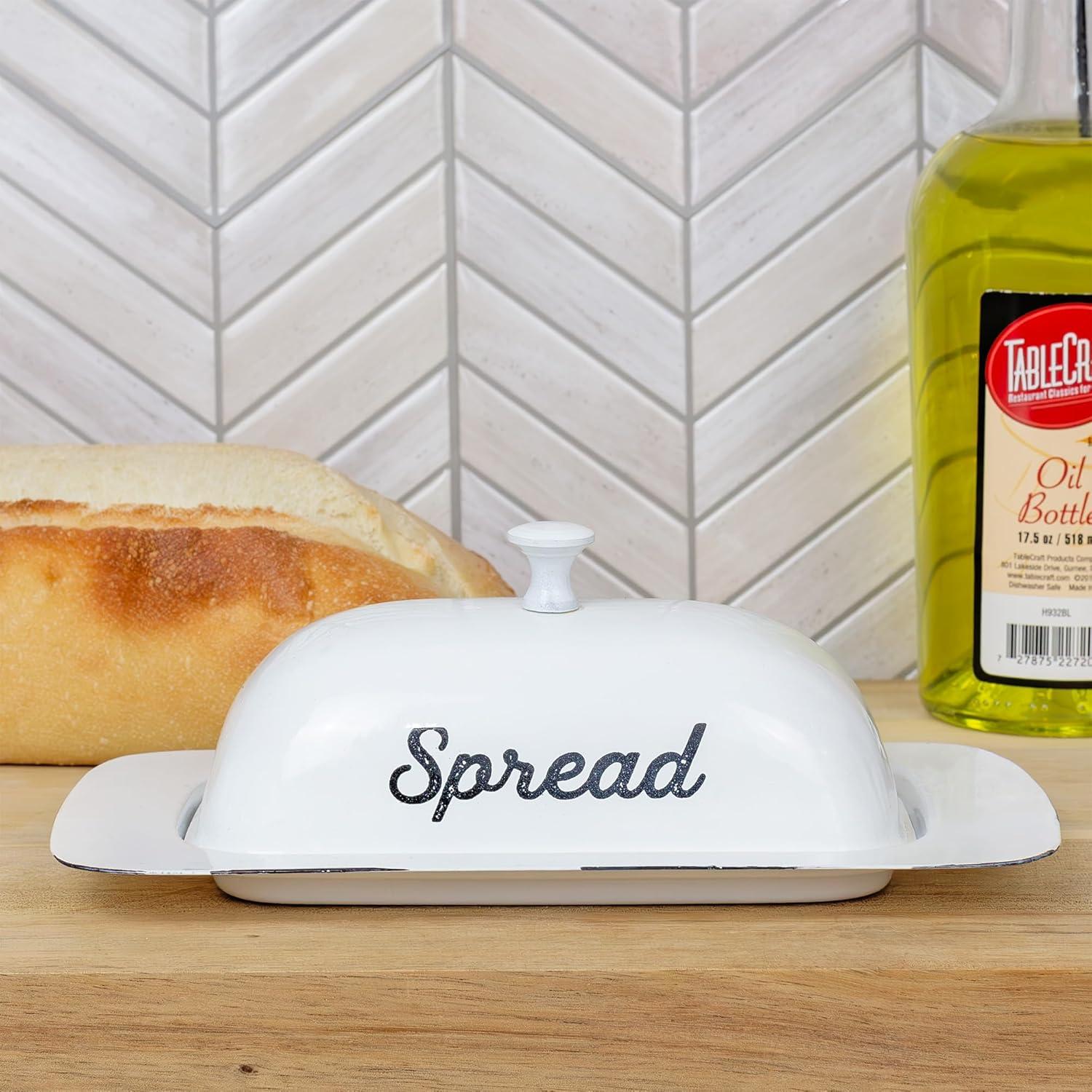 Plato de Mantequilla AuldHome Design con Tapa Blanco 22.4cm