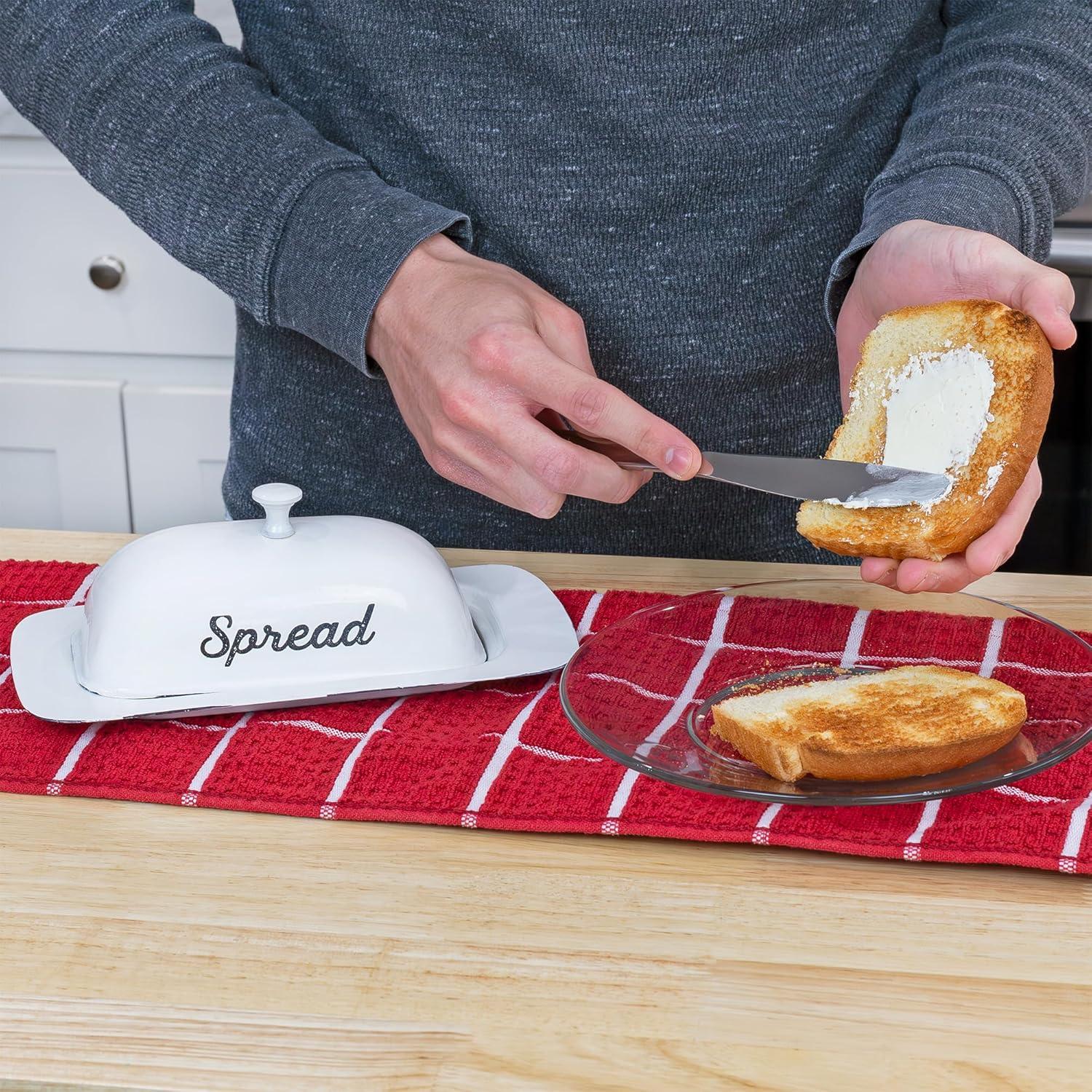 Plato de Mantequilla AuldHome Design con Tapa Blanco 22.4cm