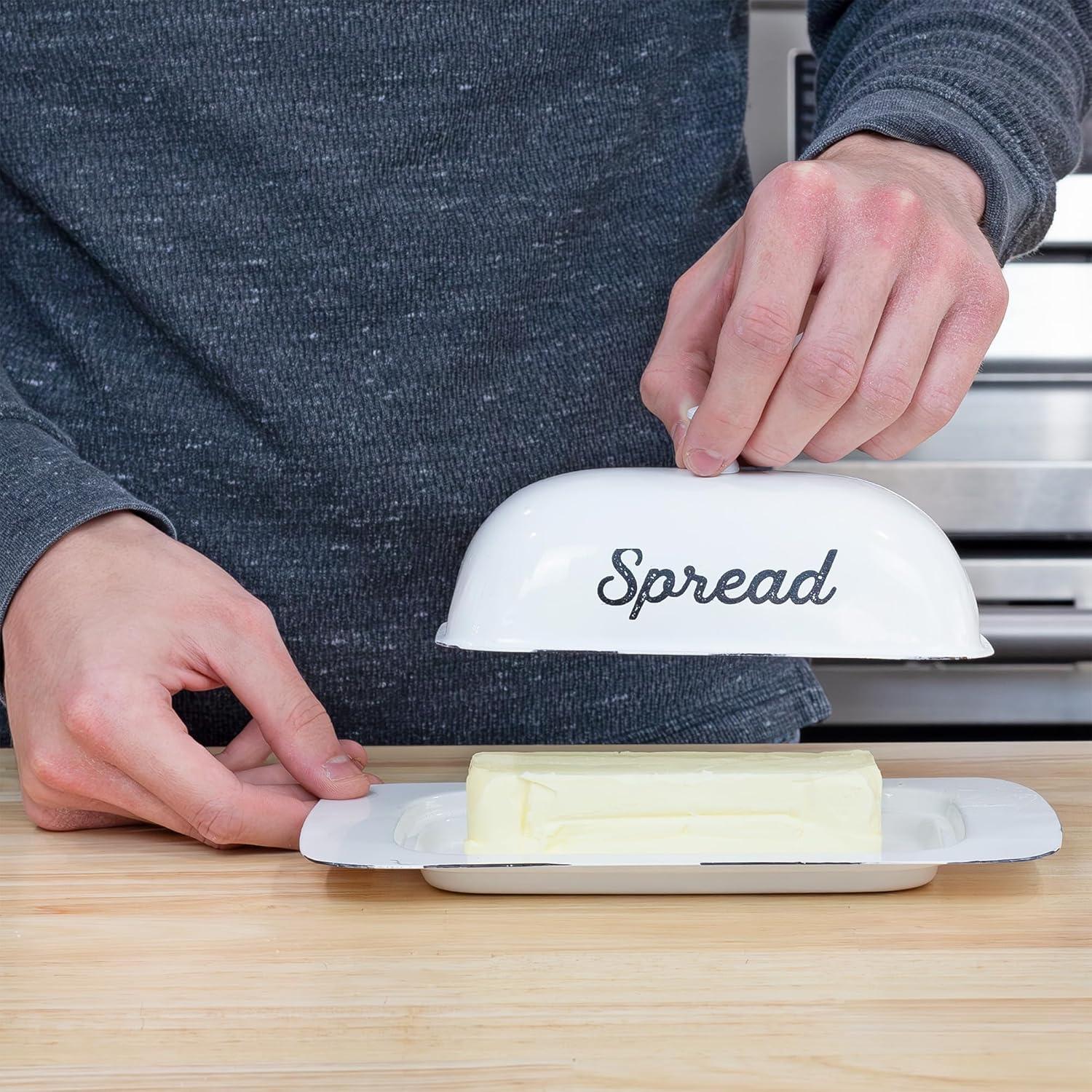 Plato de Mantequilla AuldHome Design con Tapa Blanco 22.4cm