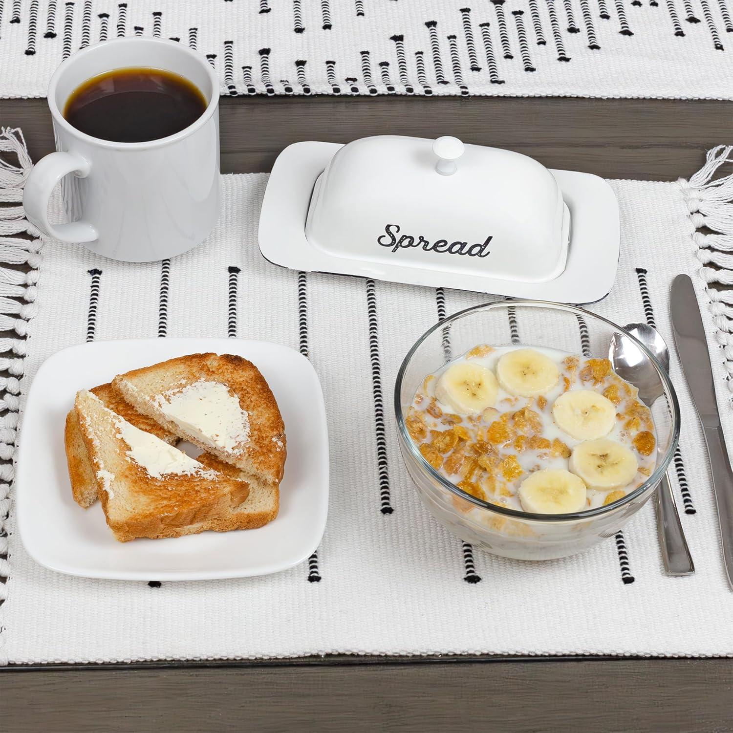 Plato de Mantequilla AuldHome Design con Tapa Blanco 22.4cm