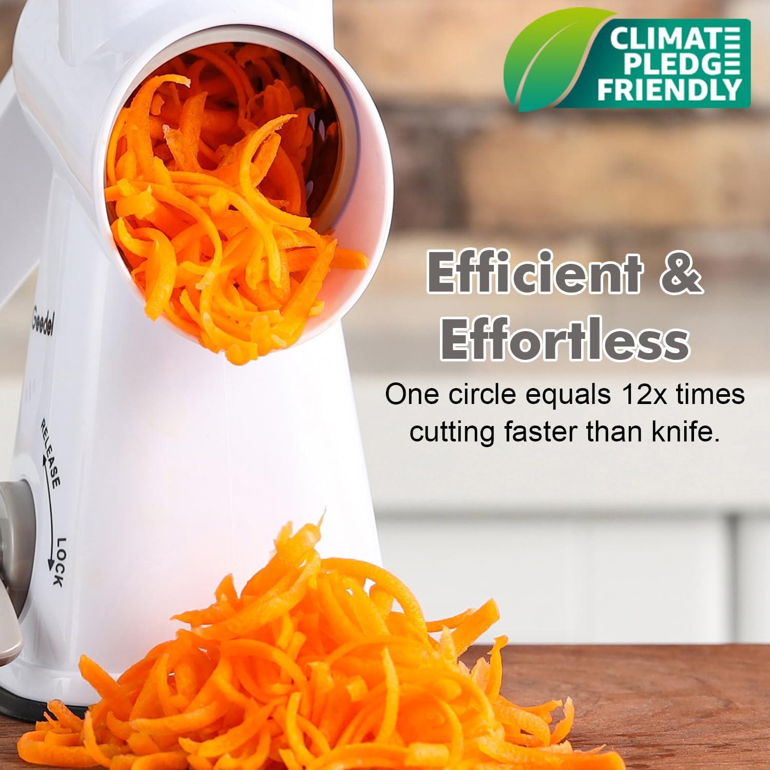 Rallador de Queso Rotatorio Geedel con 3 Cuchillas Desmontables