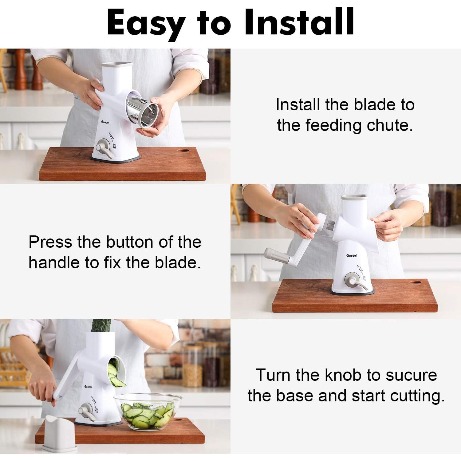 Rallador de Queso Rotatorio Geedel con 3 Cuchillas Desmontables