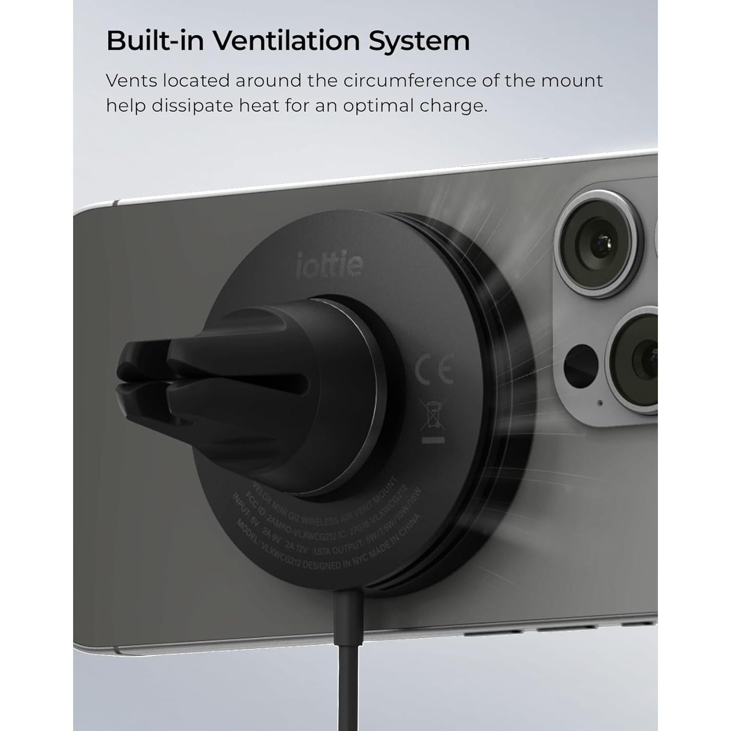 iOttie Velox Qi2 Mini Soporte Carga Inalámbrica 15W