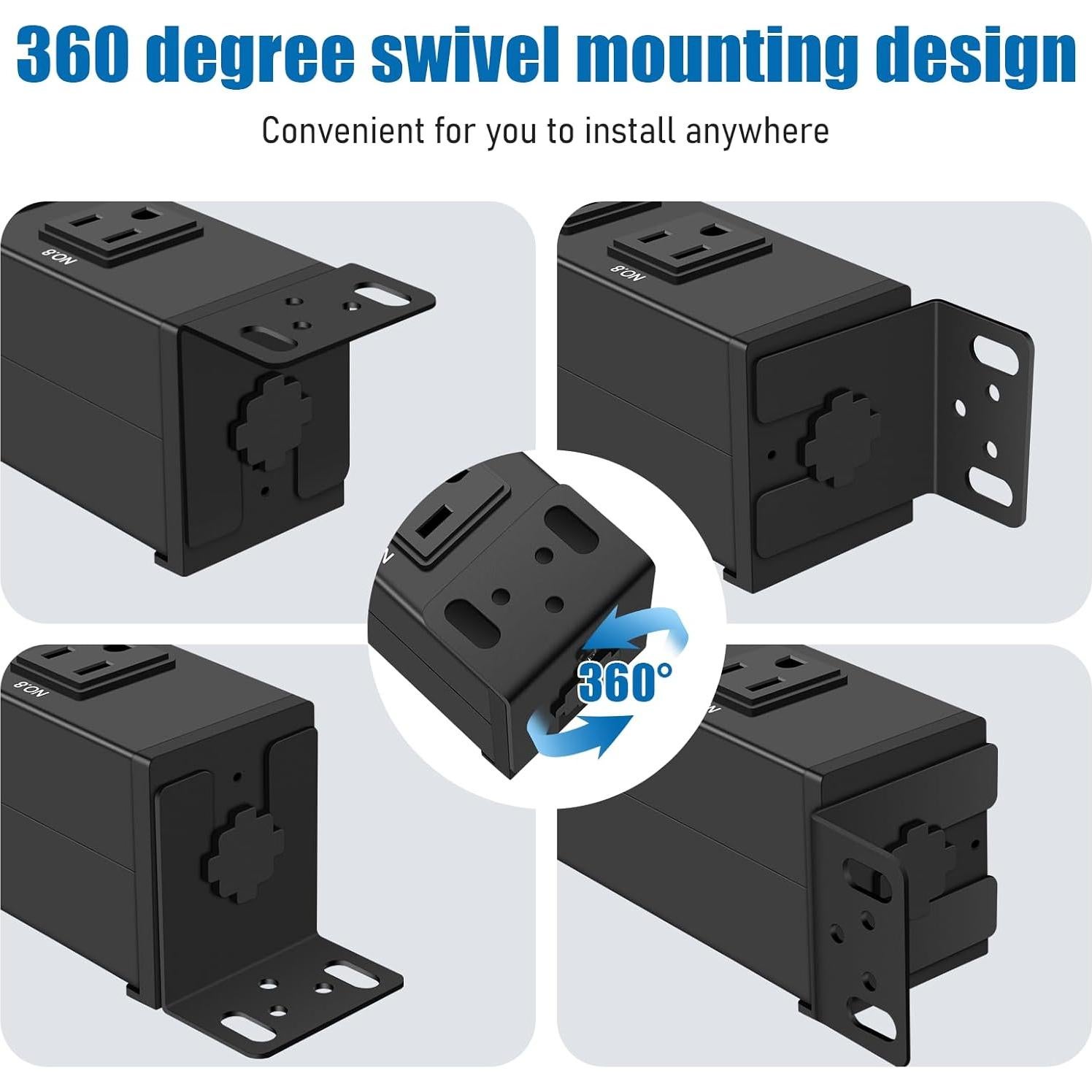 Regleta de Alimentación HHSOET 1U Montable en Rack 8 Salidas