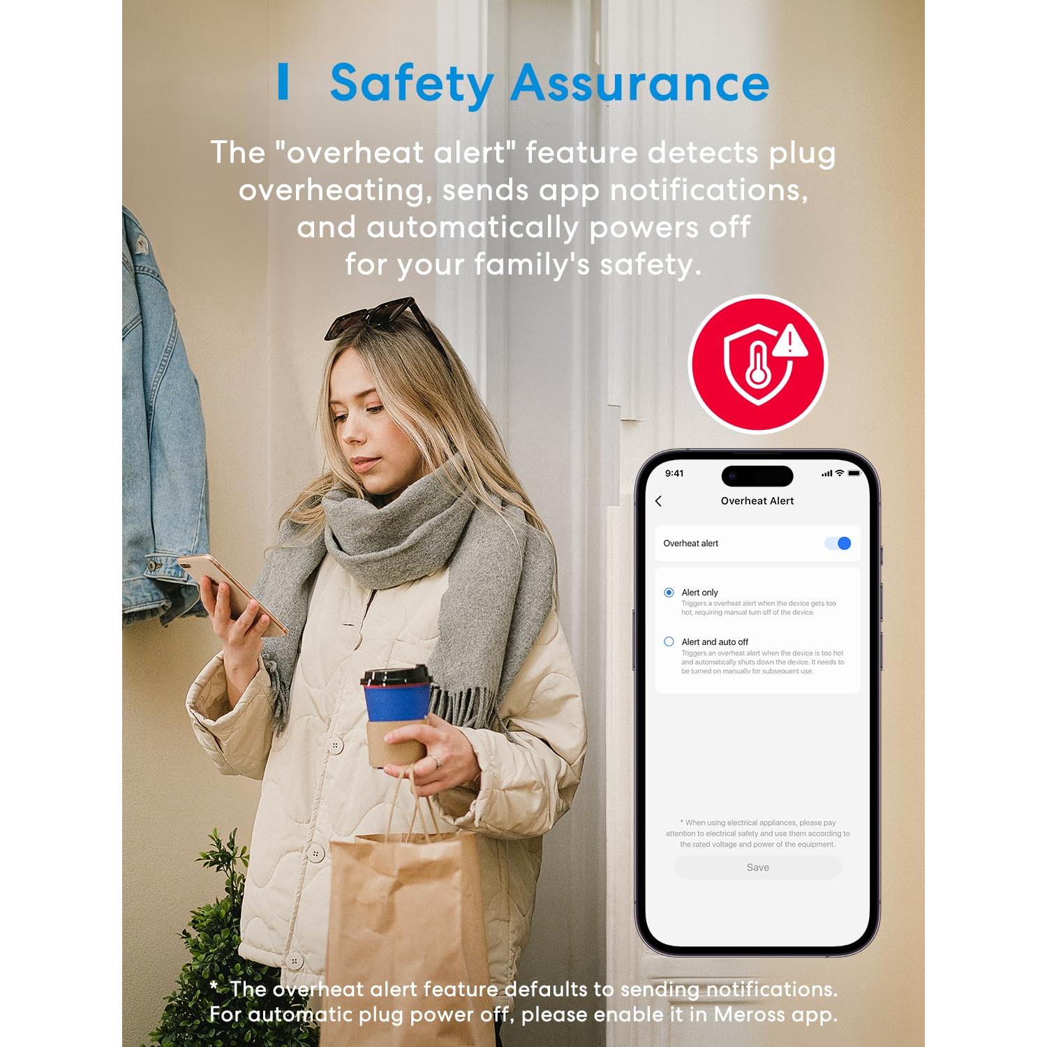 Enchufe Inteligente Meross Matter 4 Unidades Monitoreo Energía