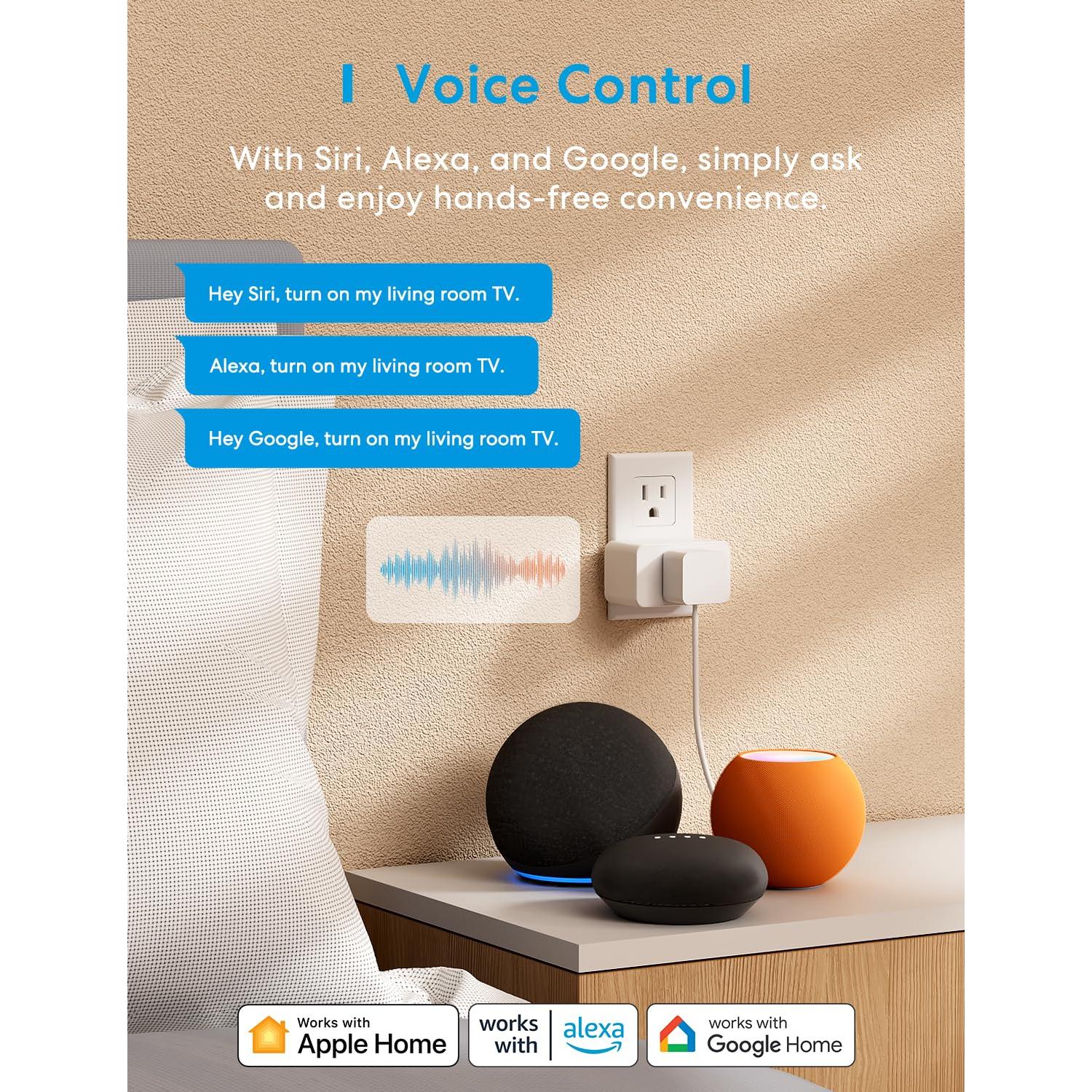 Enchufe Inteligente Meross Matter 4 Unidades Monitoreo Energía