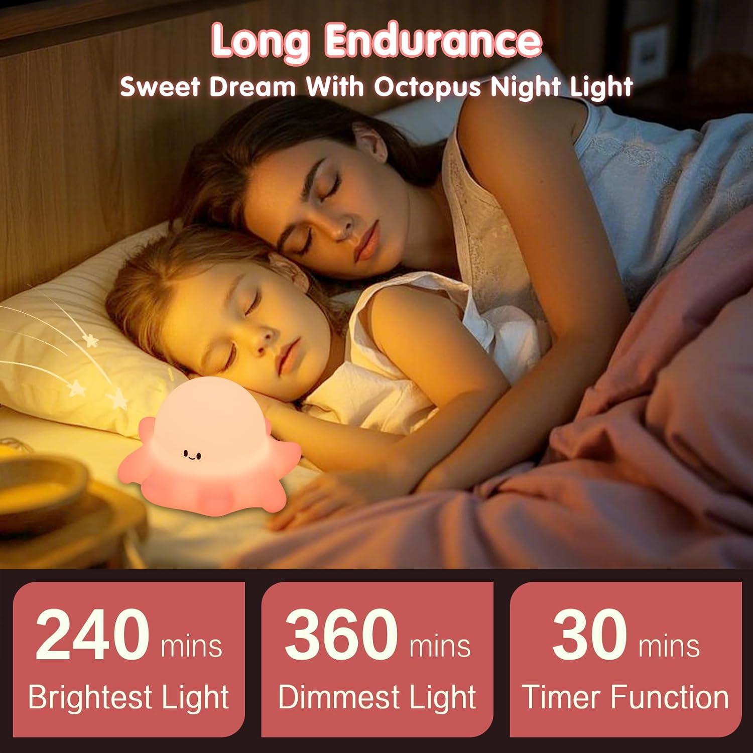 Luz Nocturna Pulpo Rosa YR YRHH-PET LED Regulable 3 Niveles