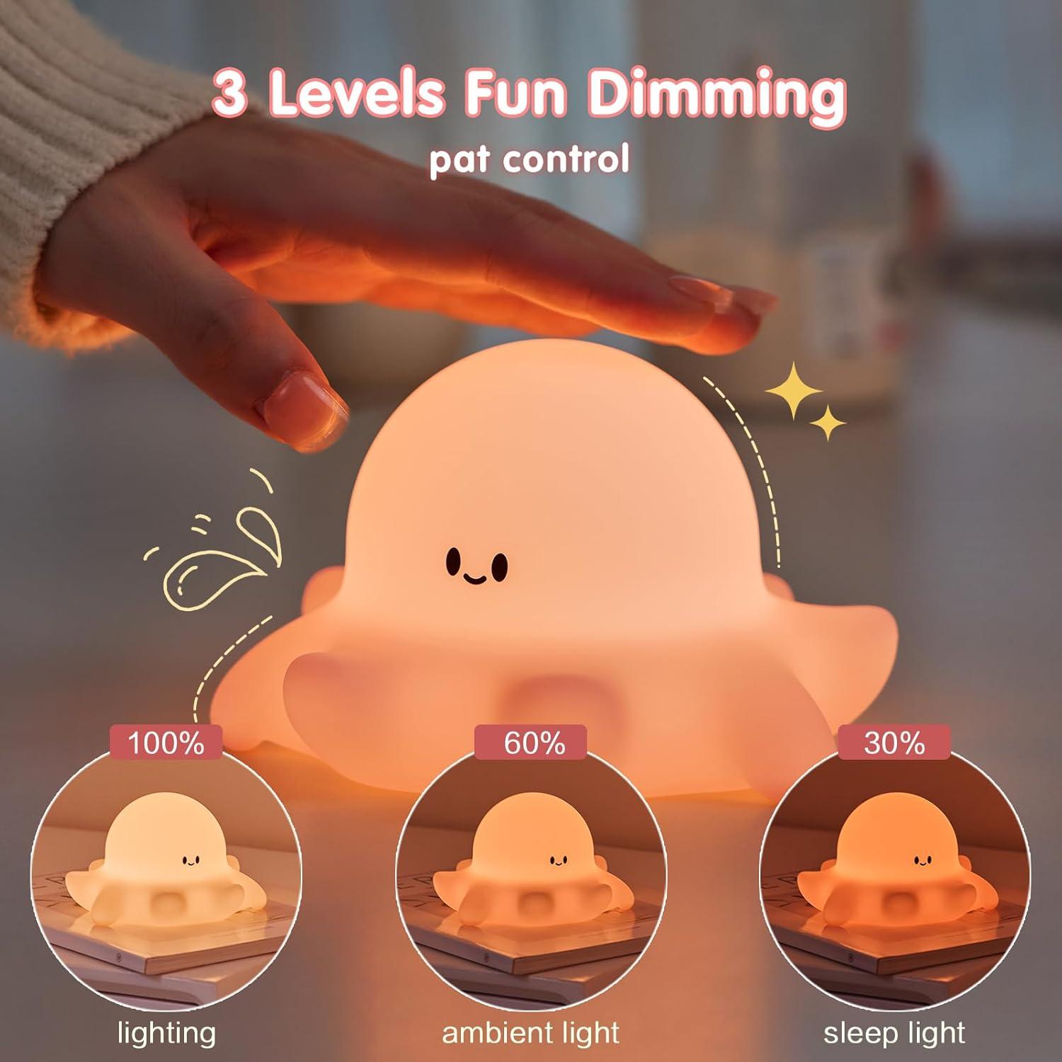 Luz Nocturna Pulpo Rosa YR YRHH-PET LED Regulable 3 Niveles