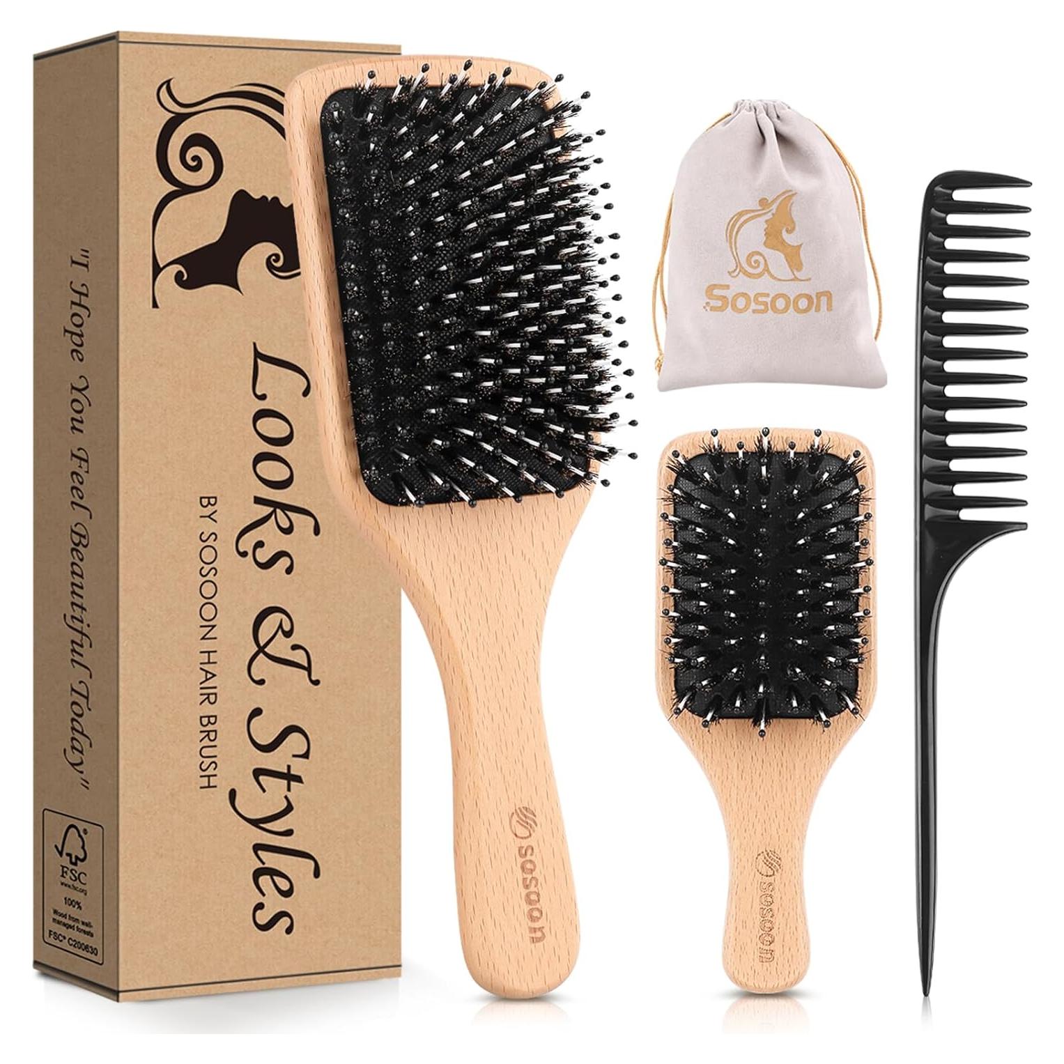 Conjunto de Cepillos de Cerdas de Jabalí Sosoon - 4 Piezas