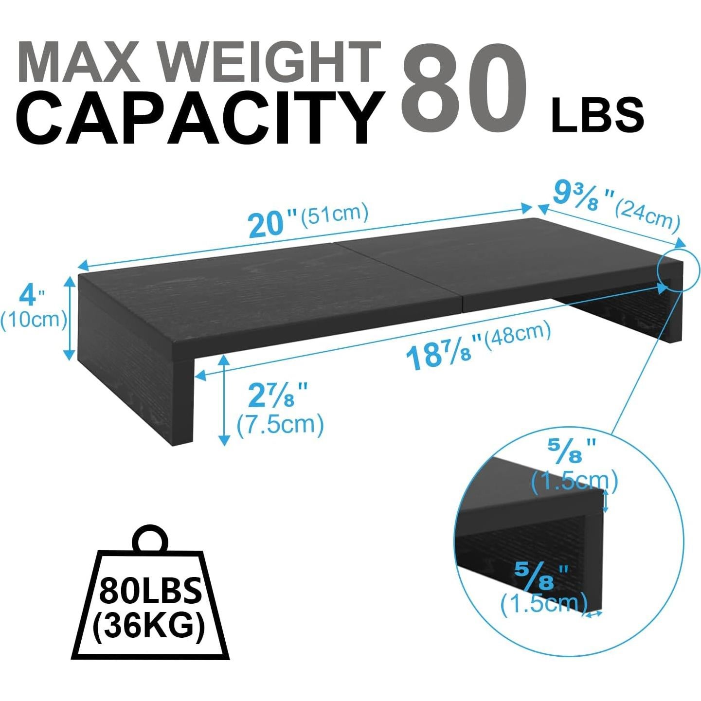 Soporte para Monitor TEAMIX 2 Paquetes 20" Negro Ergonómico