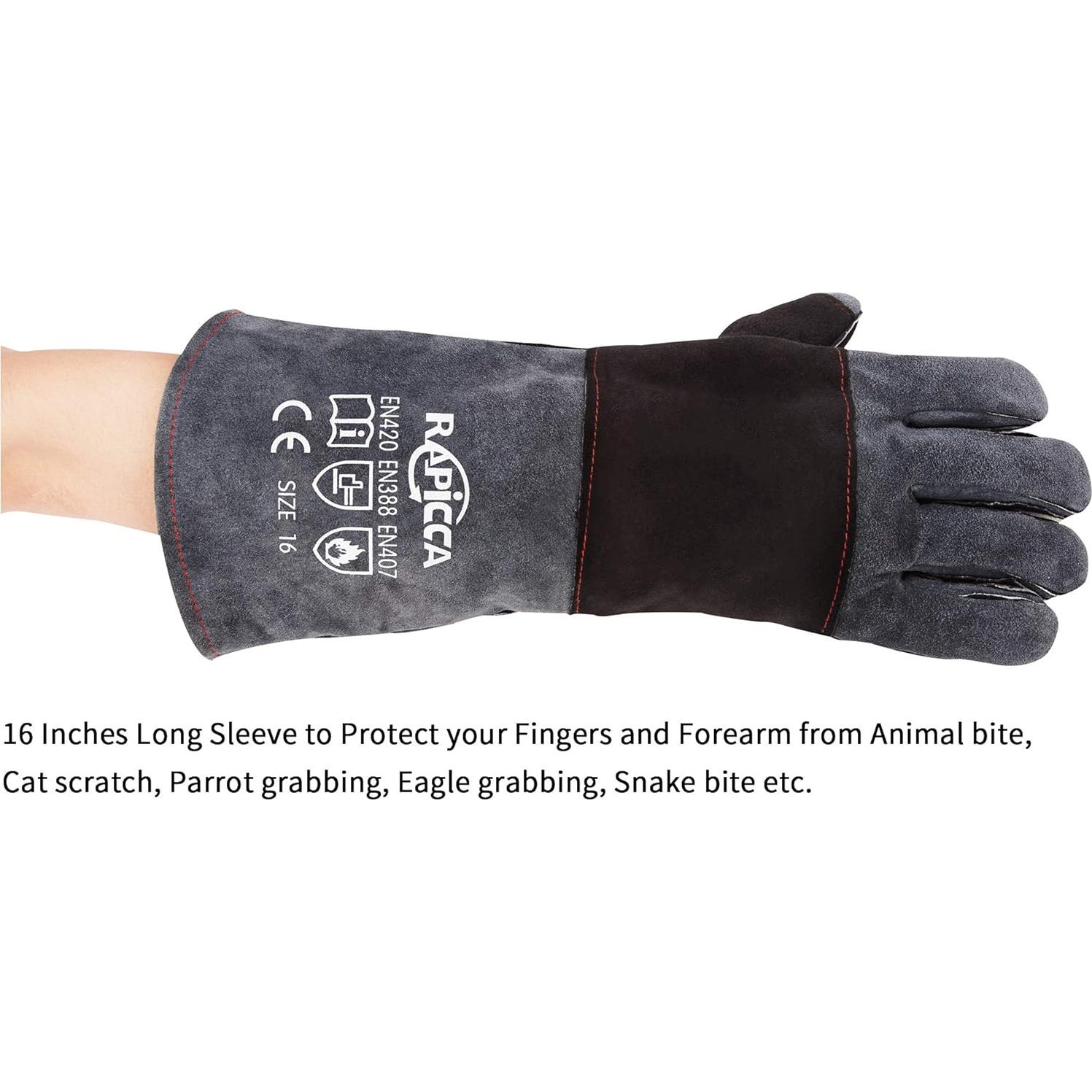 Guantes para Manejo de Animales RAPICCA 40.64 cm Gris-Doble Acolchado