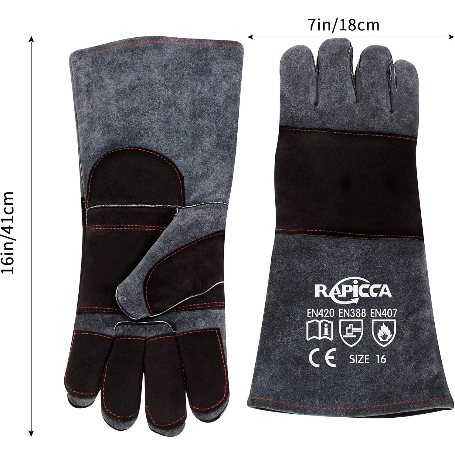 Guantes para Manejo de Animales RAPICCA 40.64 cm Gris-Doble Acolchado