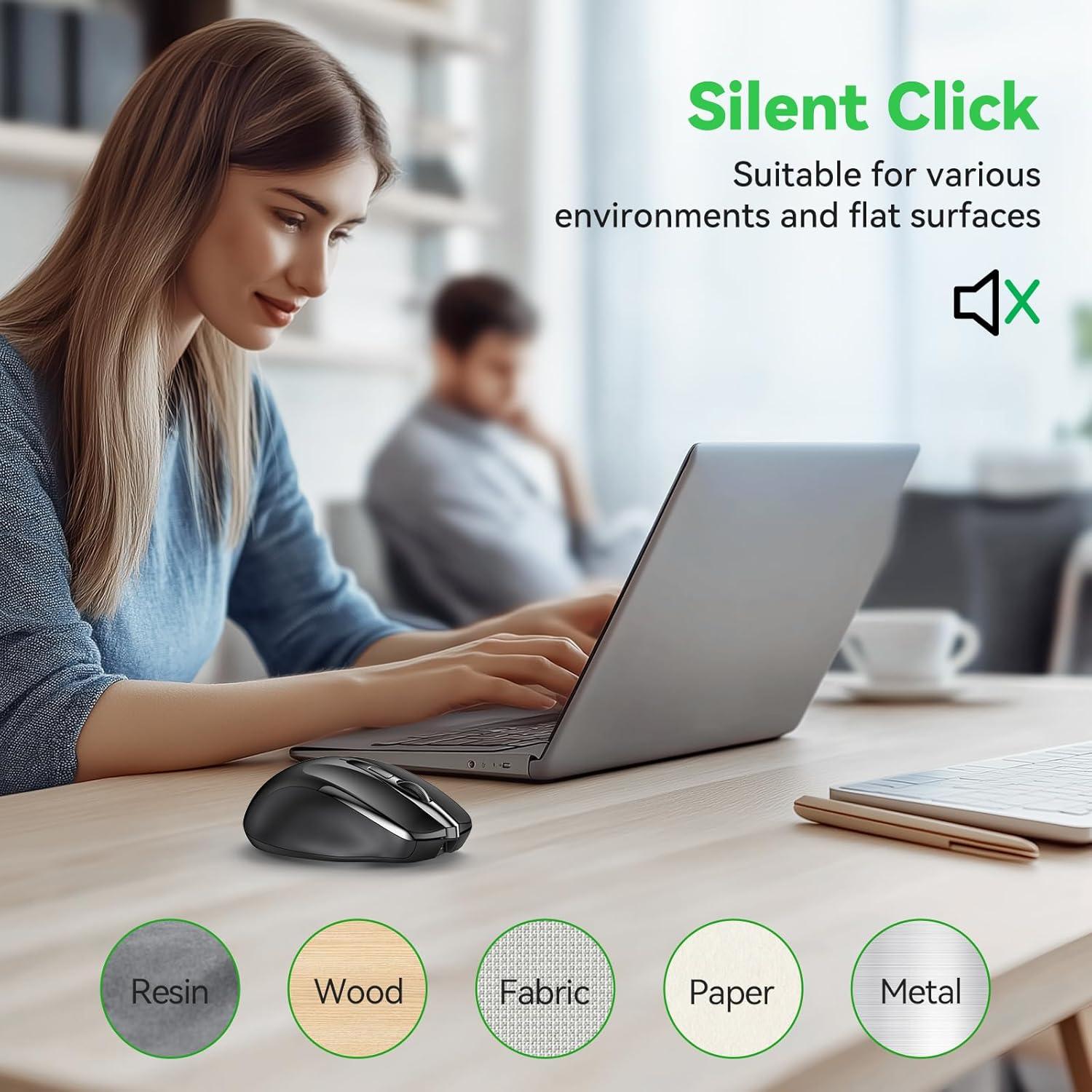 Ratón Inalámbrico Recargable TechRise Negro 4800 DPI Silencioso