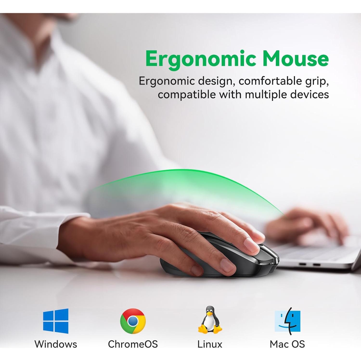 Ratón Inalámbrico Recargable TechRise Negro 4800 DPI Silencioso