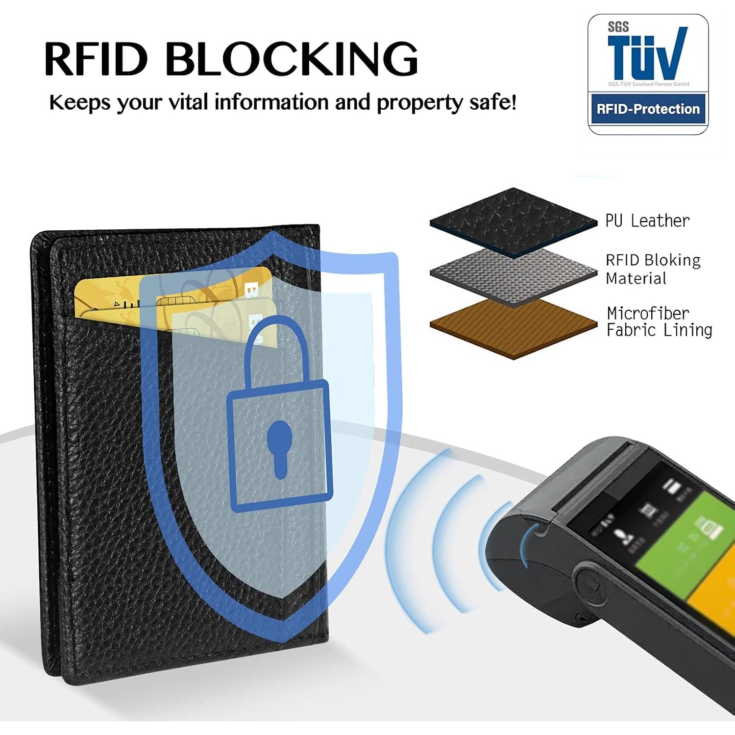 Cartera Minimalista Slim Unaone de Cuero Negro con Bloqueo RFID