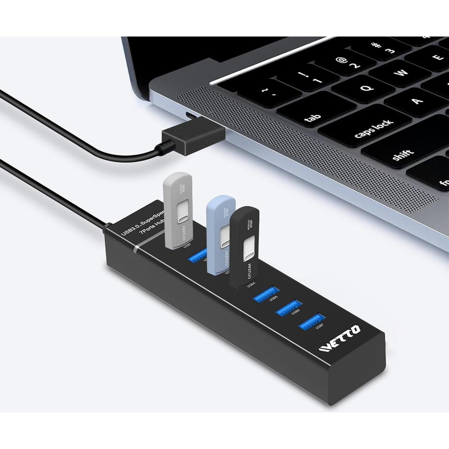Hub USB 3.0 IVETTO 7 Puertos con Cable de 1.01m para PC