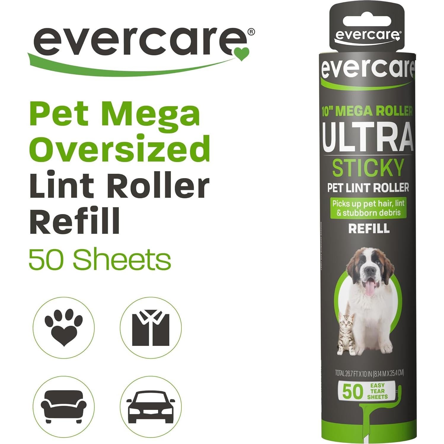 Repuesto Rodillo Adhesivo Mega Evercare 50 Hojas para Mascotas