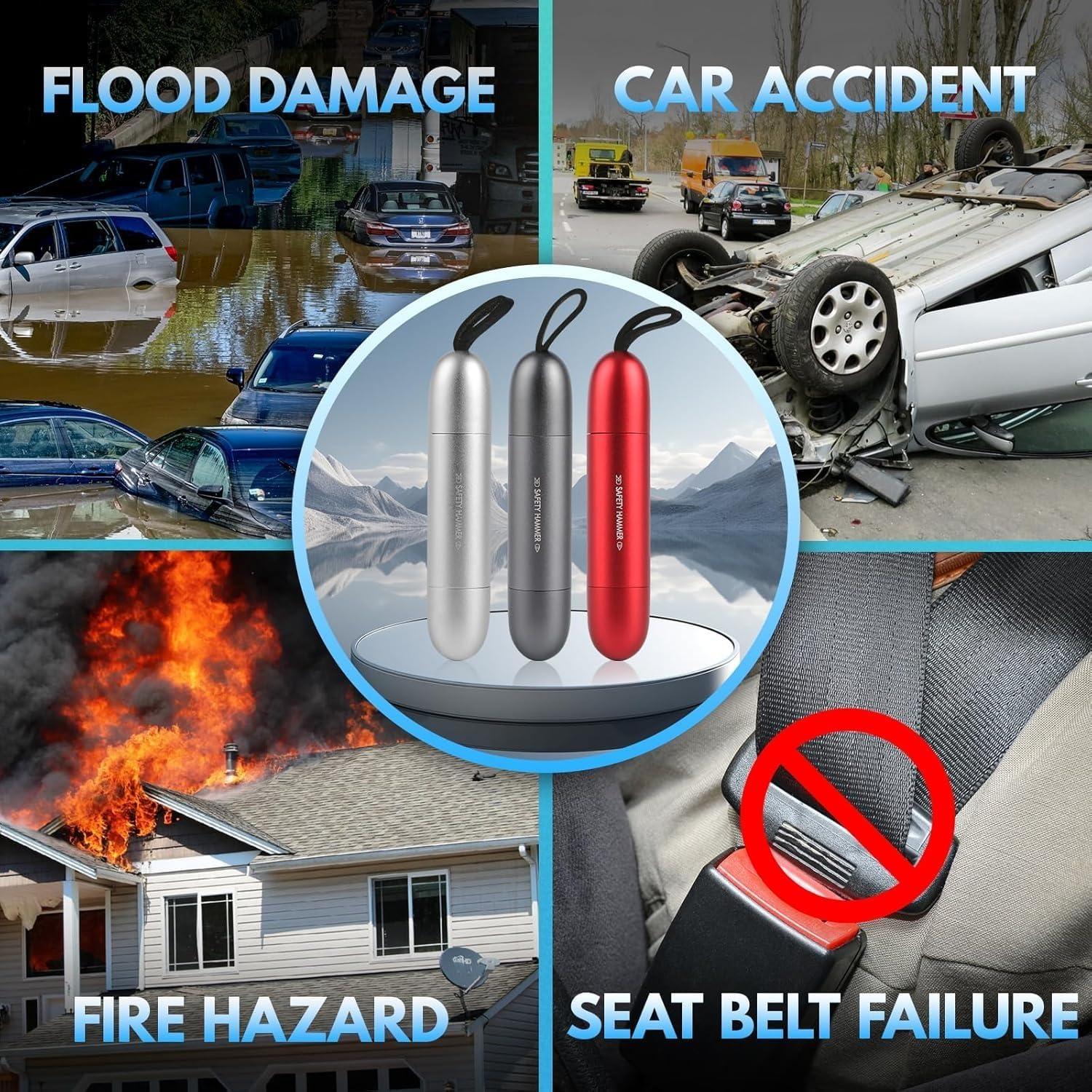 Martillo de Emergencia PUEZOKLY 2-en-1 Cortador y Rompedor