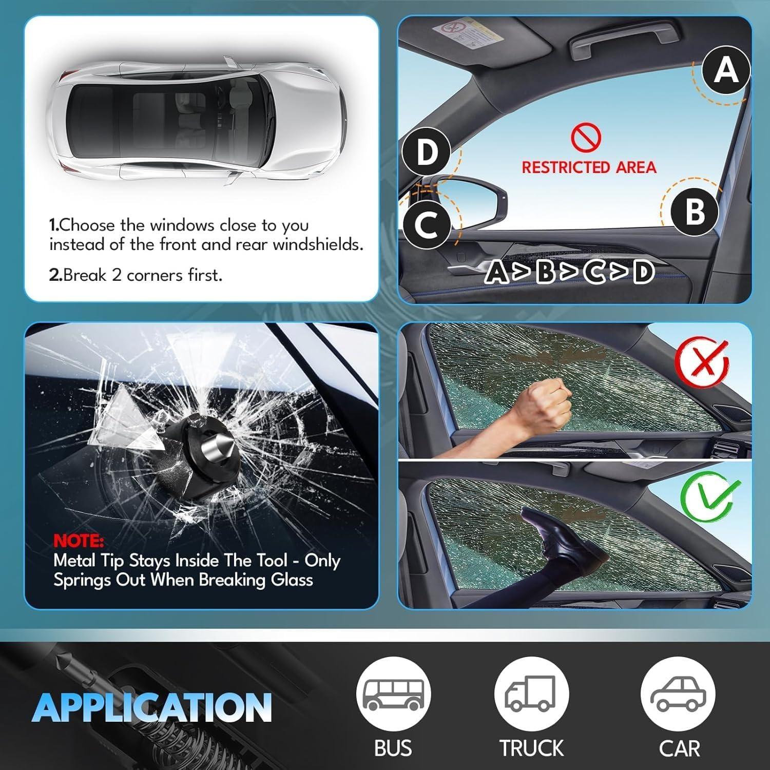 Martillo de Emergencia PUEZOKLY 2-en-1 Cortador y Rompedor