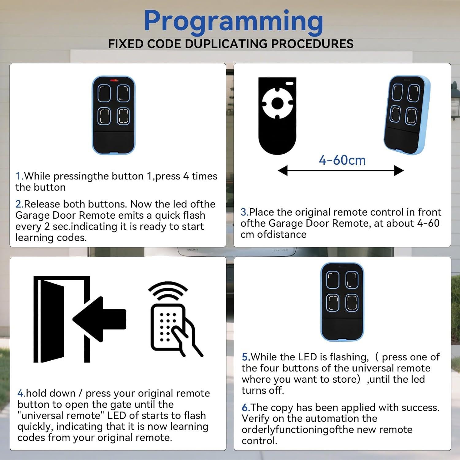 Control Remoto Universal para Garaje Oraneyun Azul 4 Botones