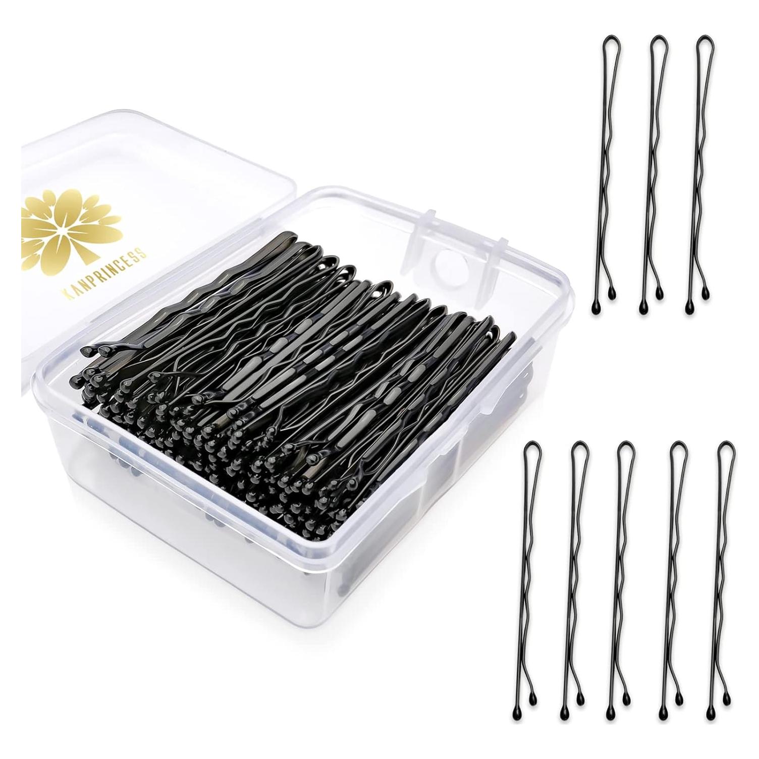 100 Pasadores de Pelo Kanprincess Negro con Caja Almacenamiento