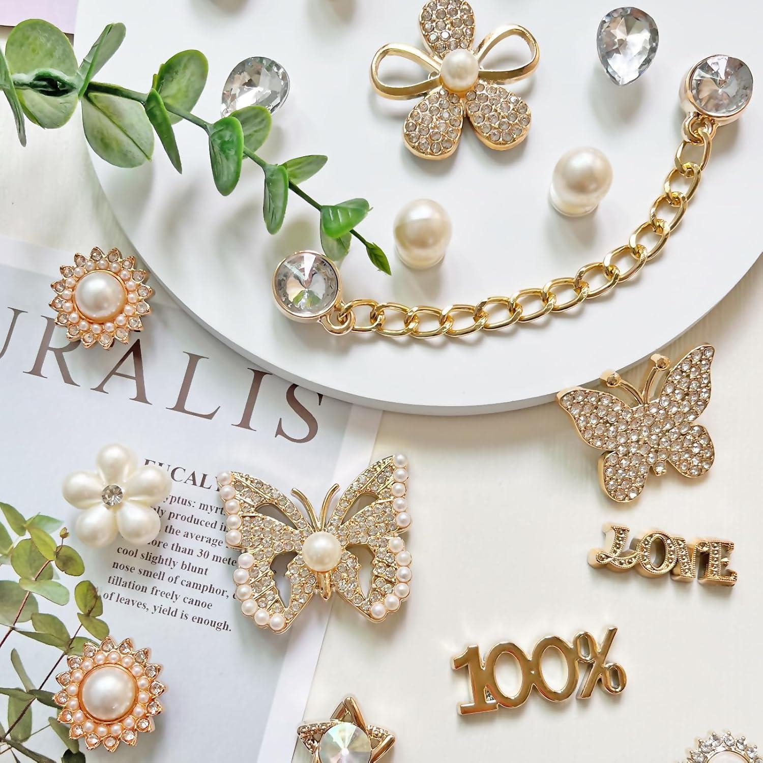 Encantos de Zapatos Brillantes BOAJUNWU - 20 Piezas y Cadenas