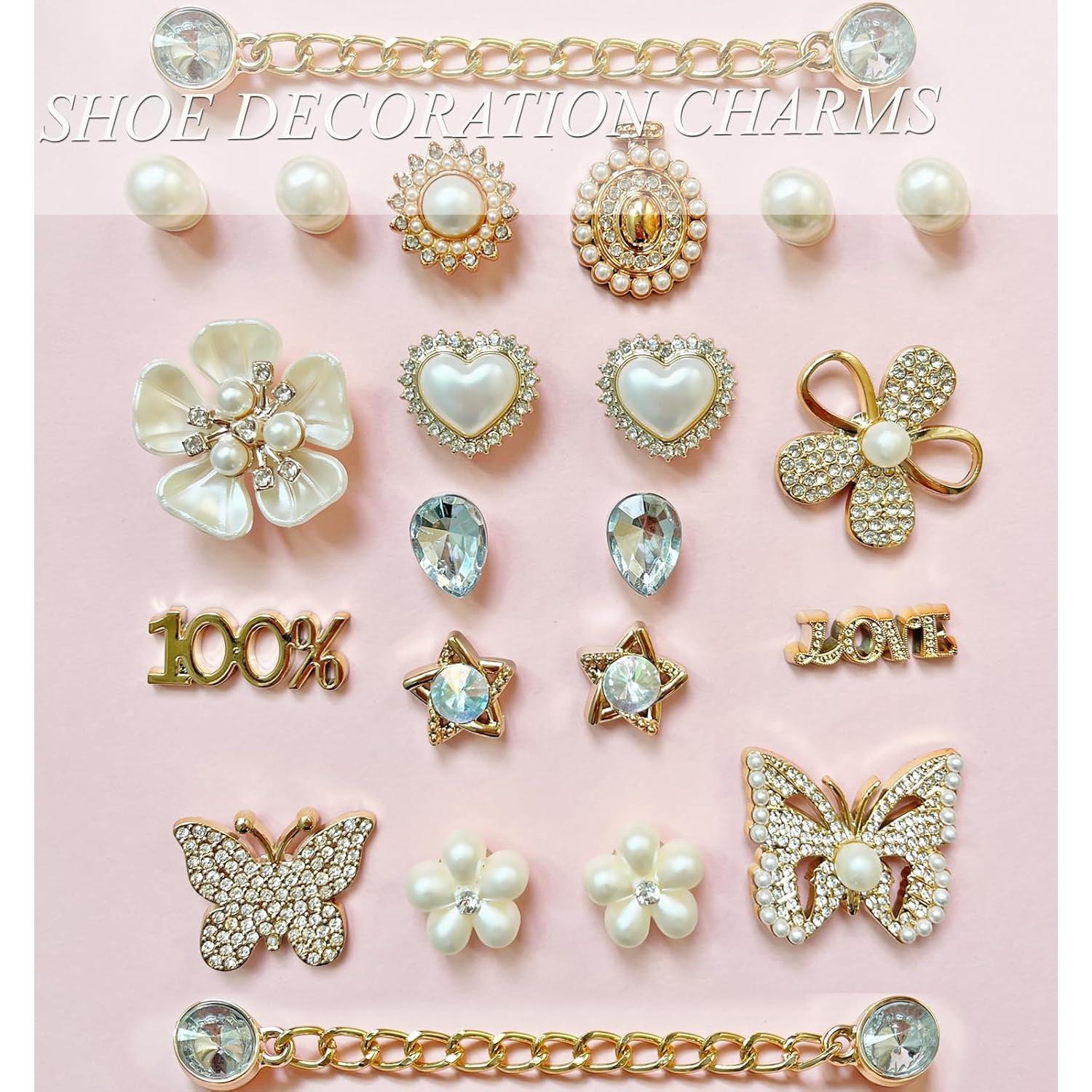 Encantos de Zapatos Brillantes BOAJUNWU - 20 Piezas y Cadenas