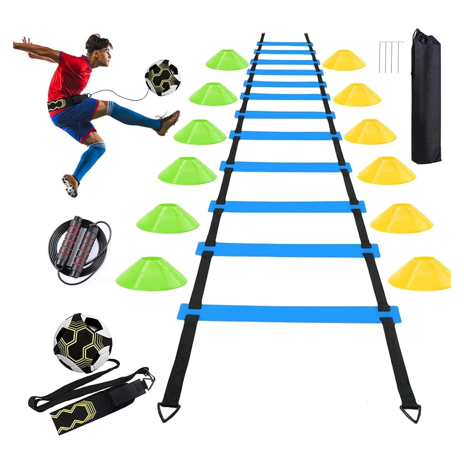 Escalera de Agilidad AOPUETRX 6m con 12 Conos y Cuerda