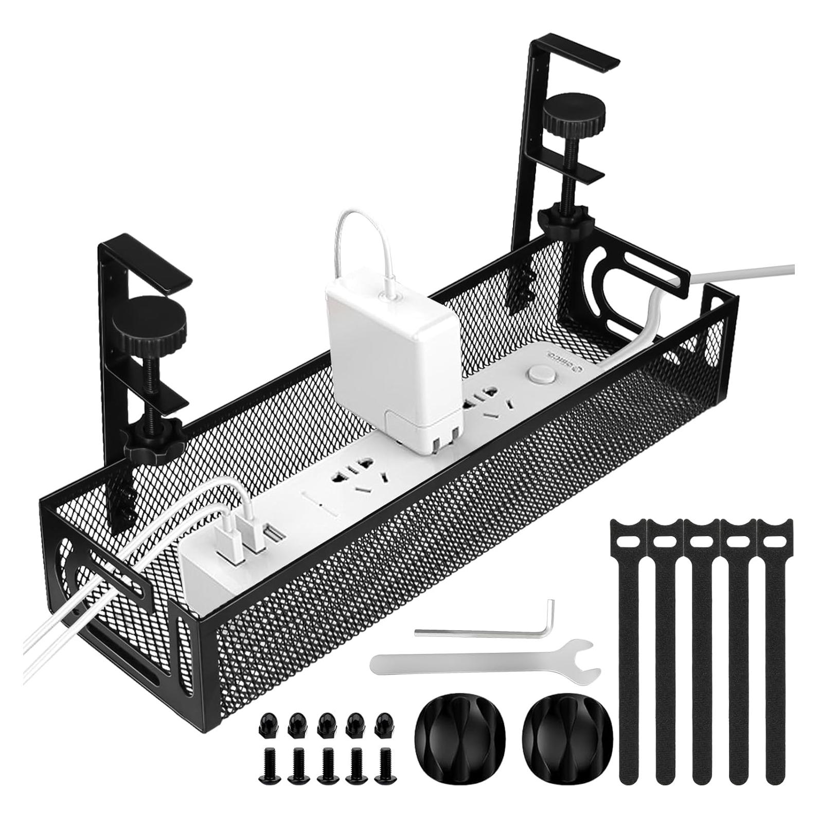 Bandeja de Gestión de Cables Bajo Escritorio Flyflower Negra