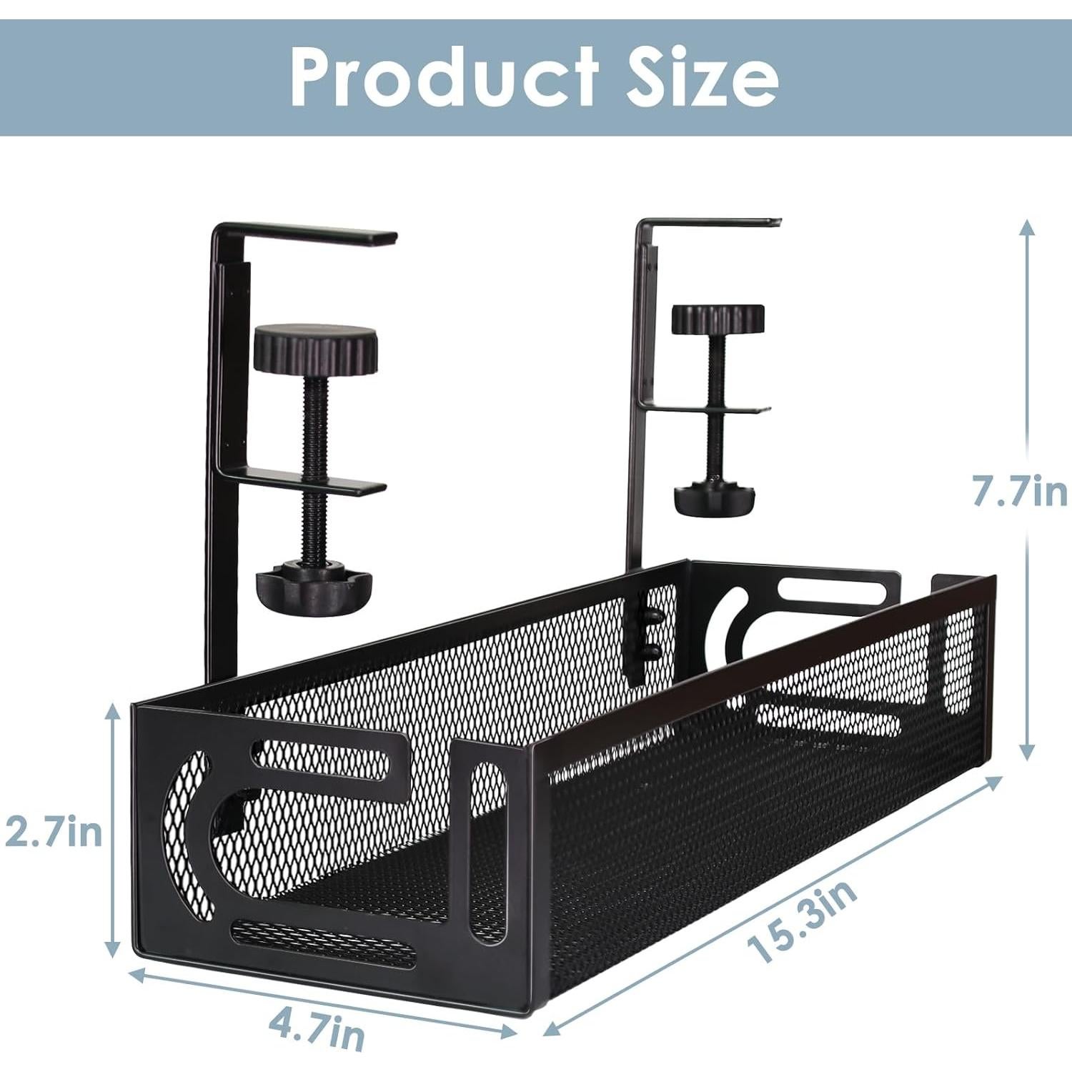 Bandeja de Gestión de Cables Bajo Escritorio Flyflower Negra