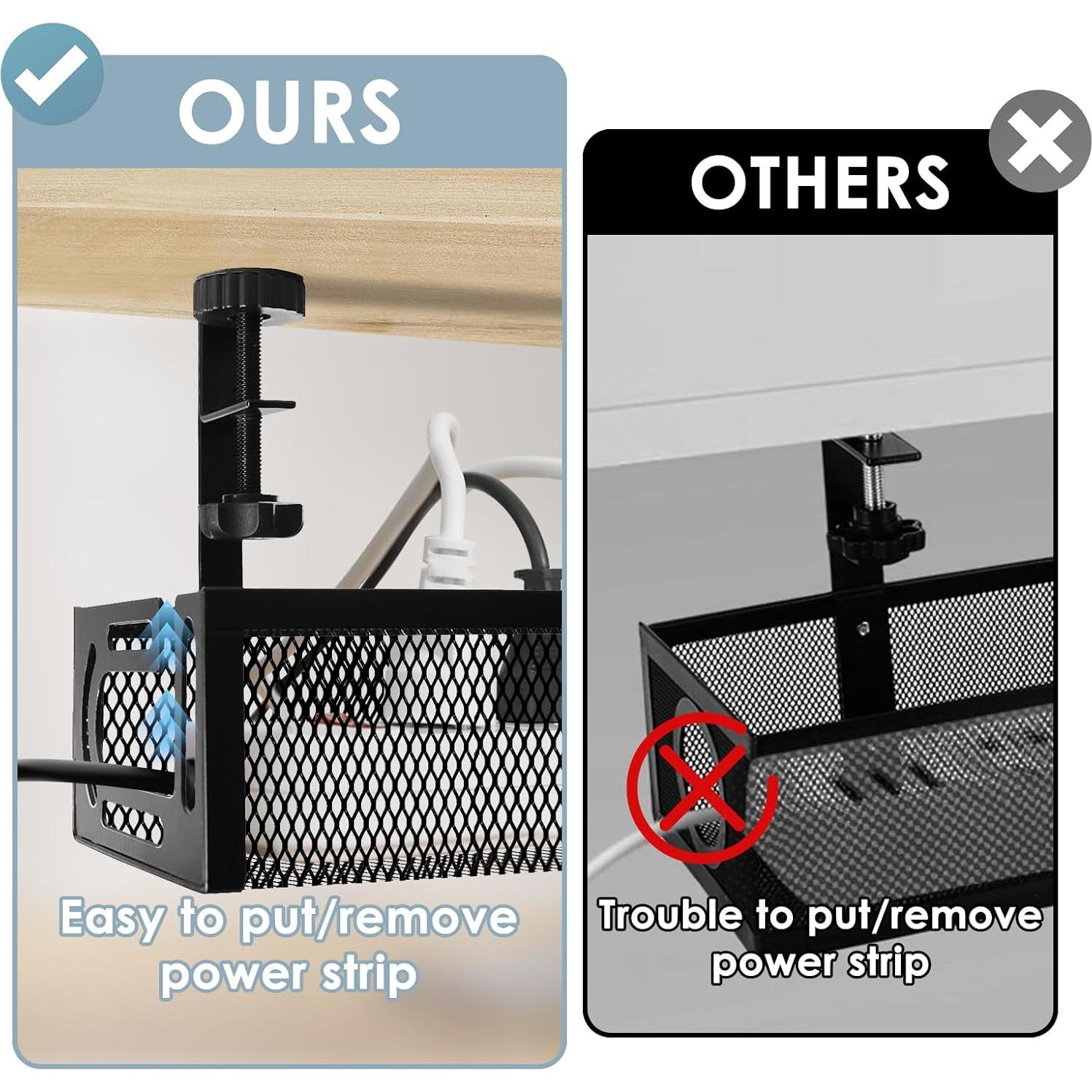 Bandeja de Gestión de Cables Bajo Escritorio Flyflower Negra