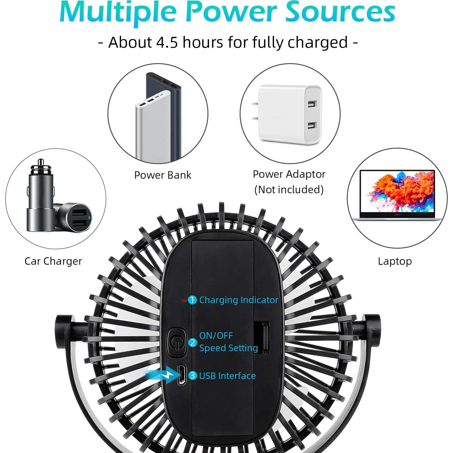 Ventilador Portátil Recargable SkyGenius con Clip 3 Velocidades