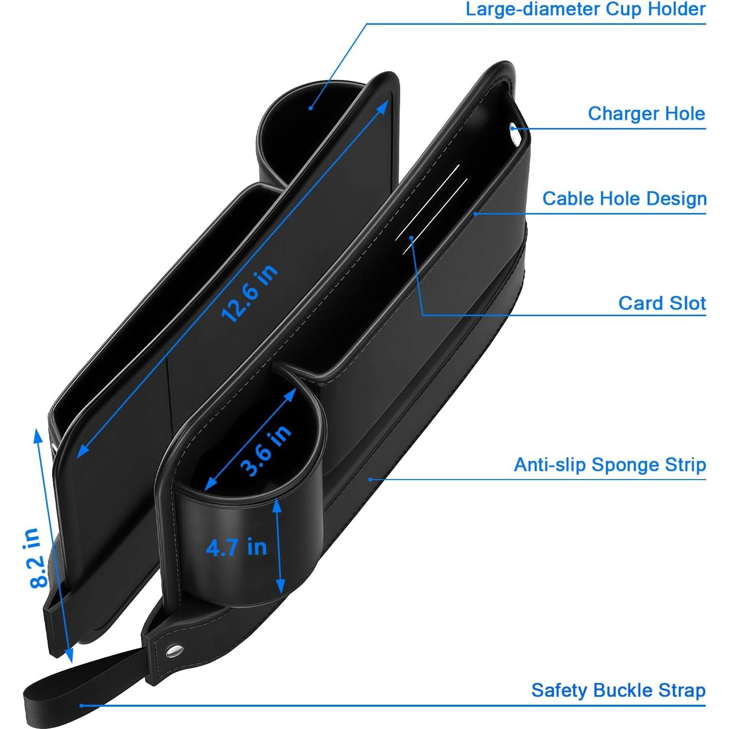 Relleno Organizador de Espacio entre Asientos Semtomn 2 Pack Negro