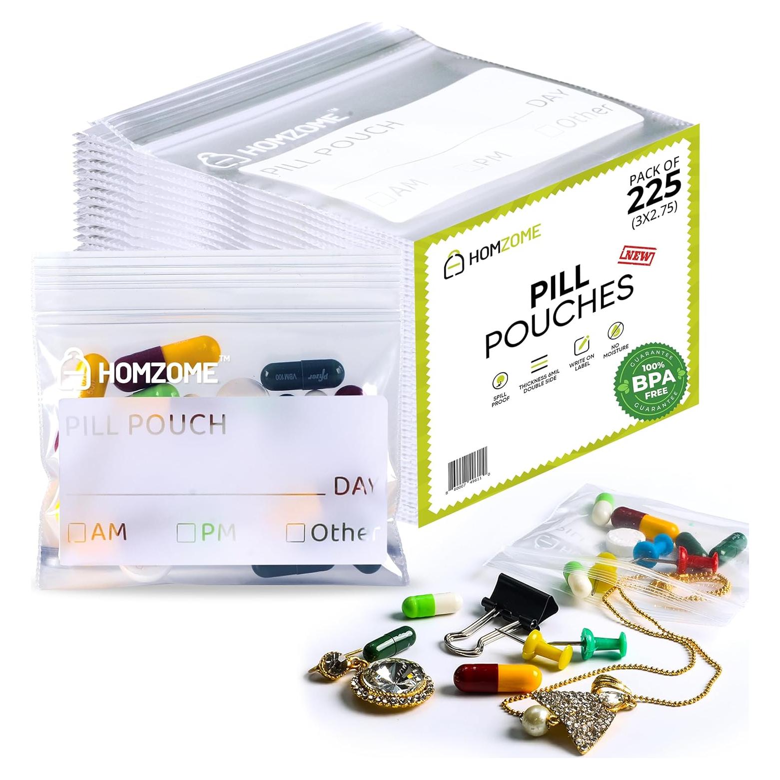 Bolsas para Pastillas Homzome 225 Unidades 7.62x6.99 cm Libre BPA