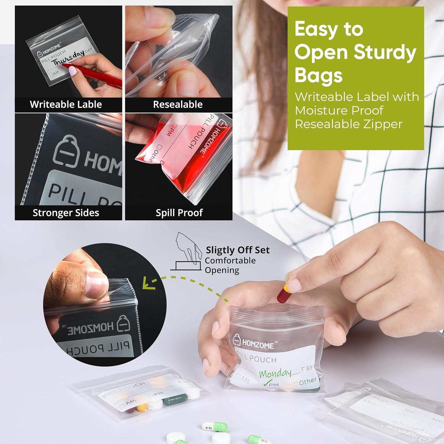 Bolsas para Pastillas Homzome 225 Unidades 7.62x6.99 cm Libre BPA