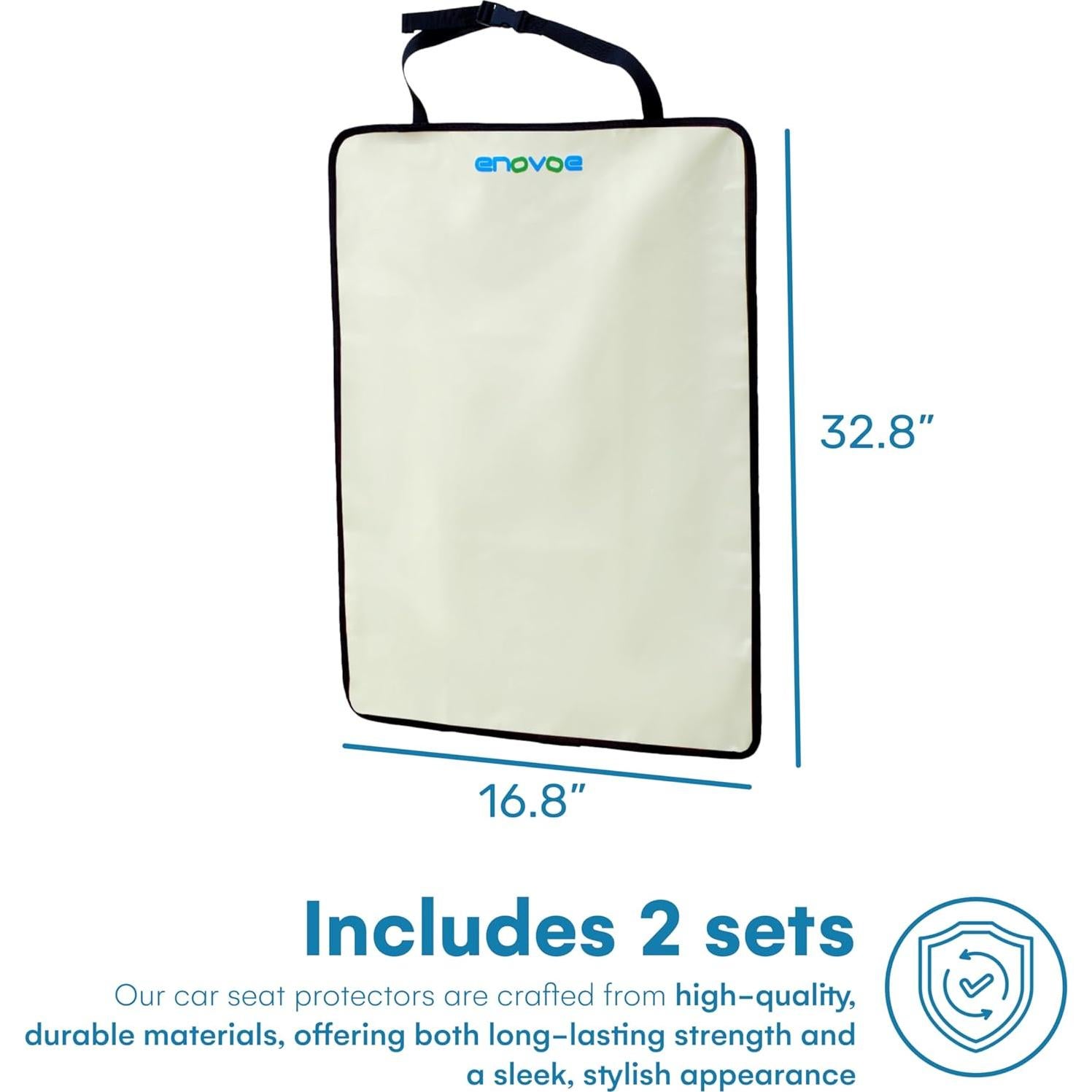 Kick Mats Enovoe Set de 2 - Protectores de Asiento Beige 60x45cm