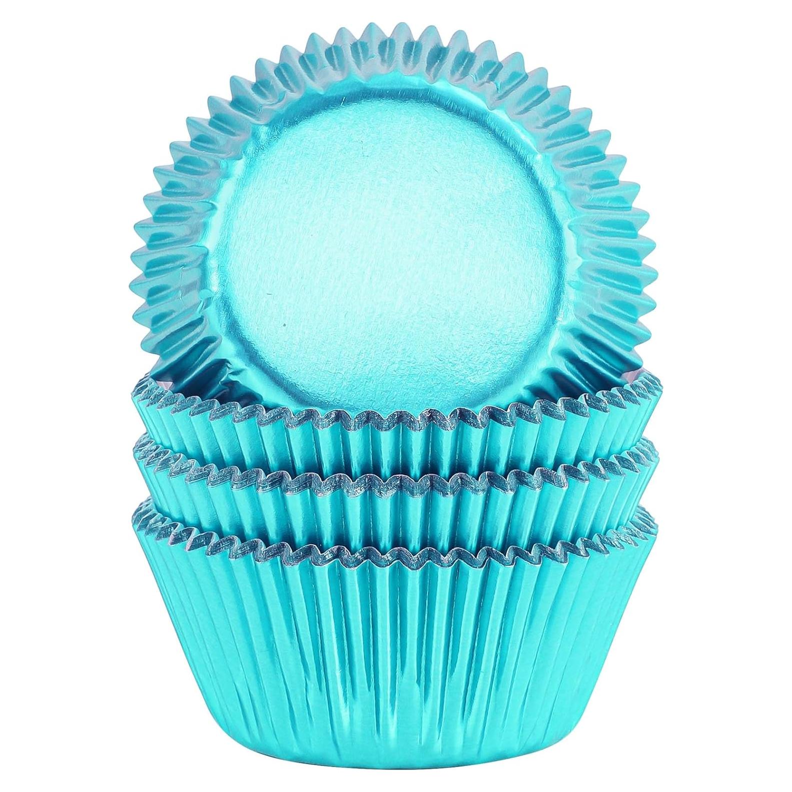 Forros de Cupcake GiFBERA 100 Unidades Metálicos Aqua
