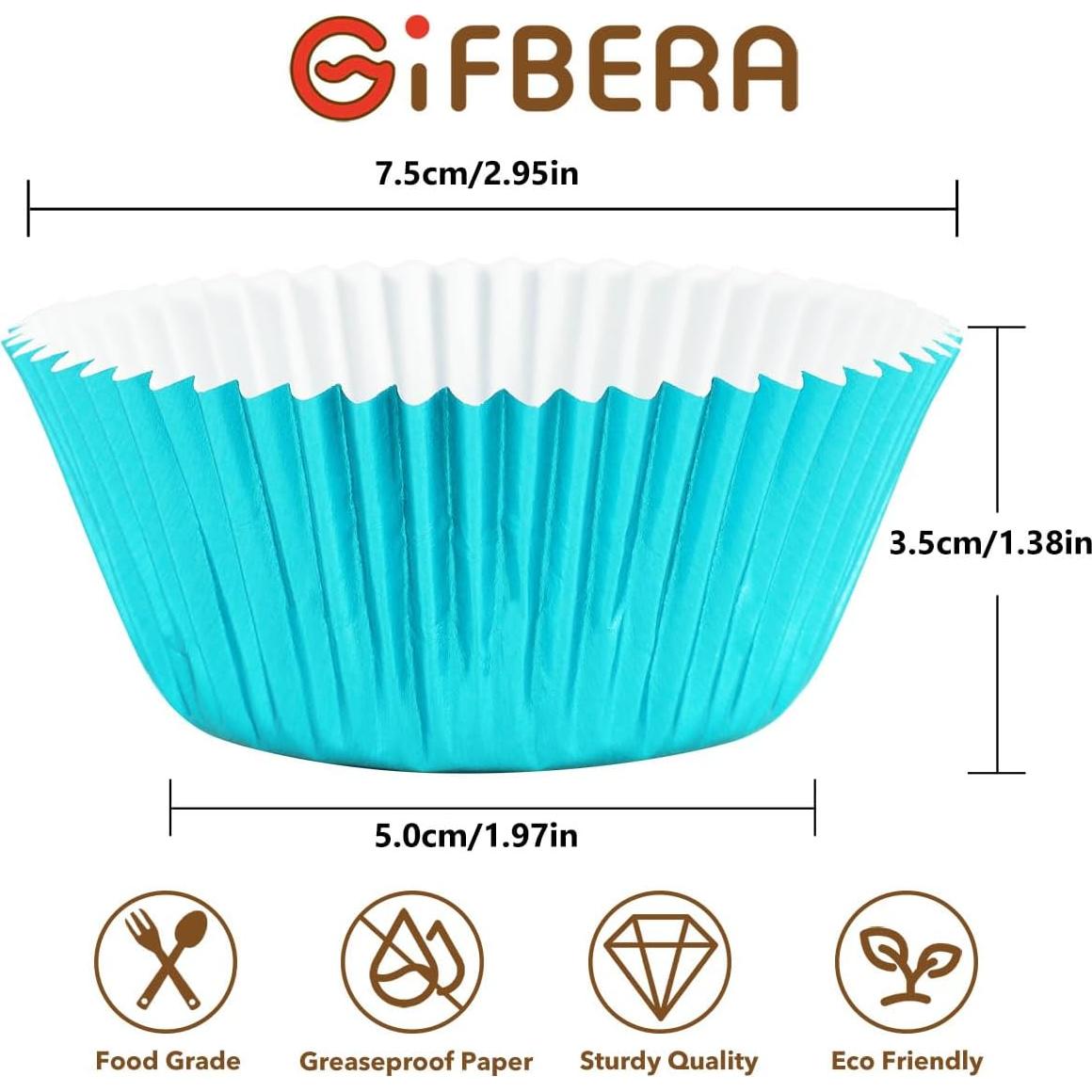 Forros de Cupcake GiFBERA 100 Unidades Metálicos Aqua